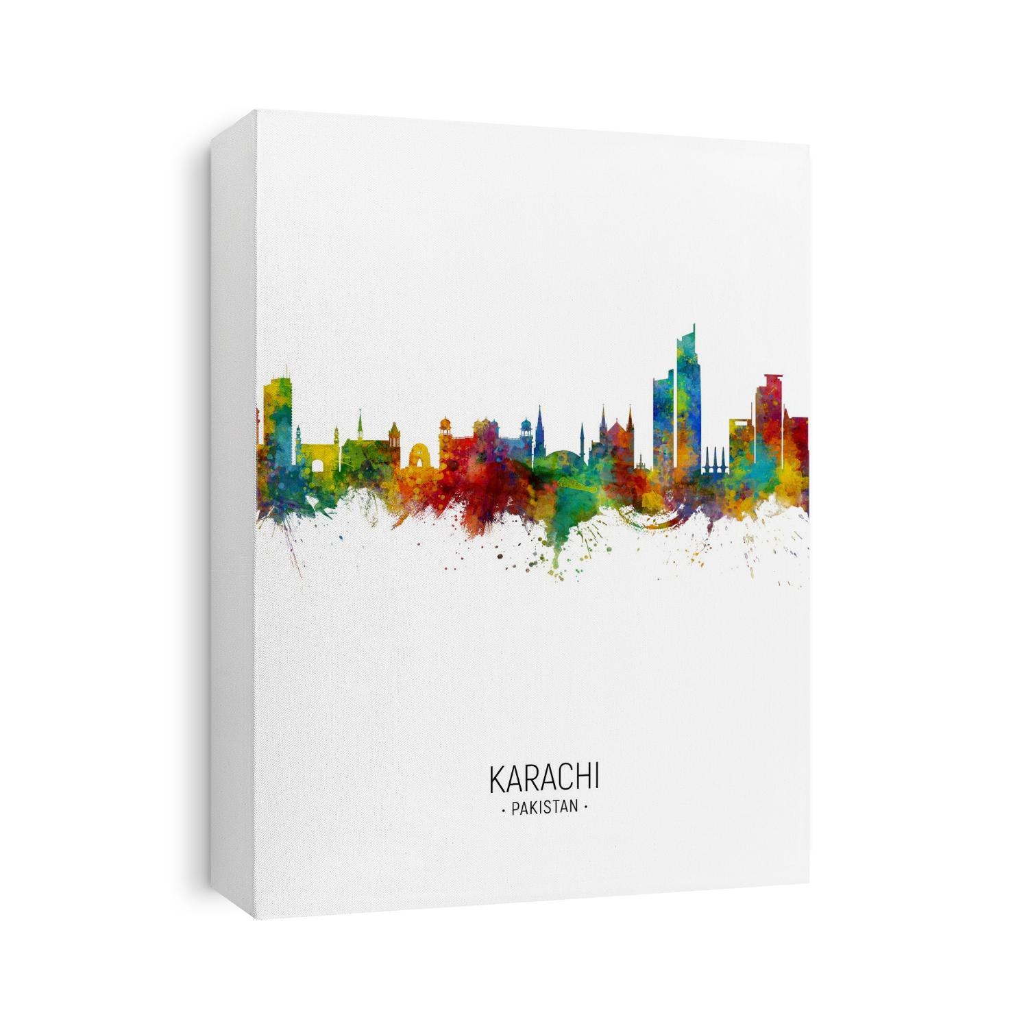 Watercolor art print of the skyline of Karachi, Pakistan