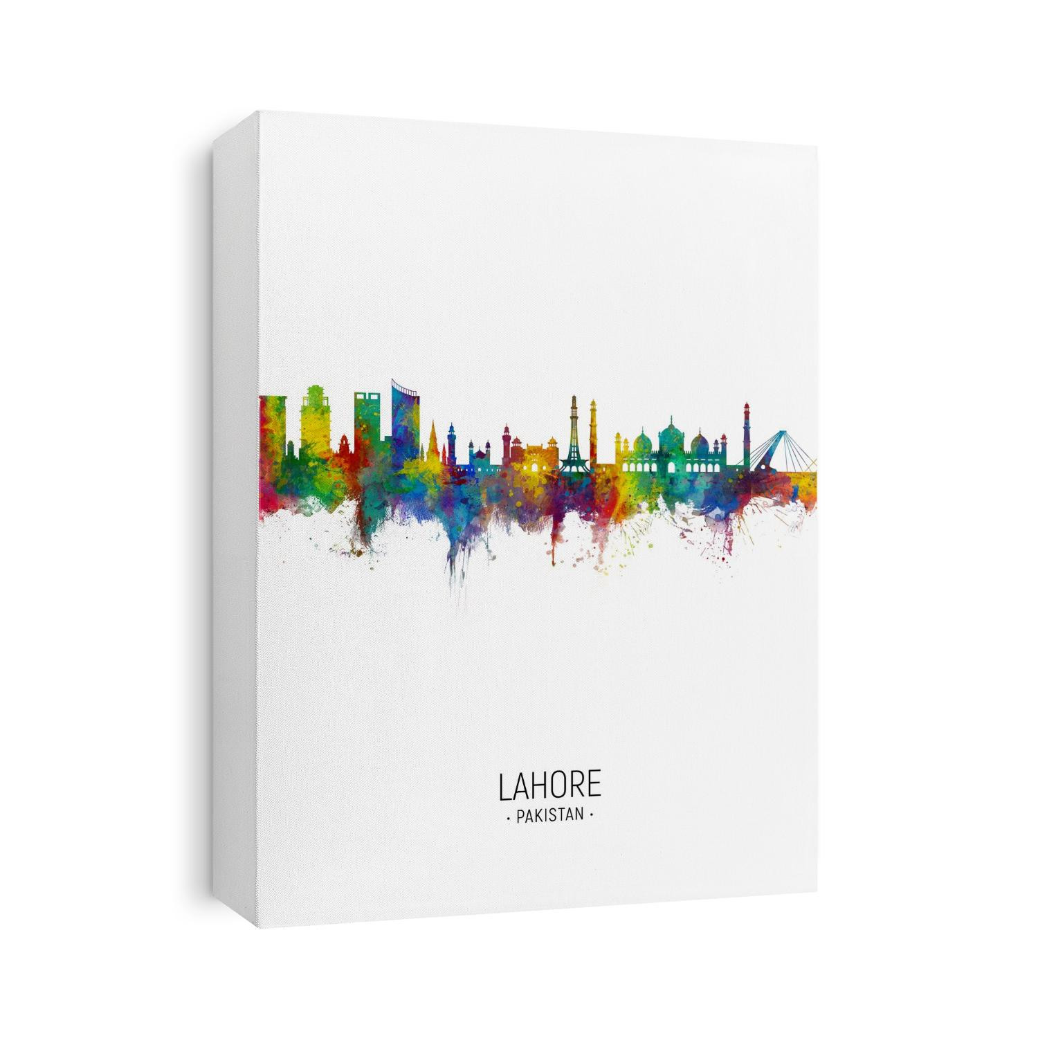 Watercolor art print of the skyline of Lahore, Pakistan