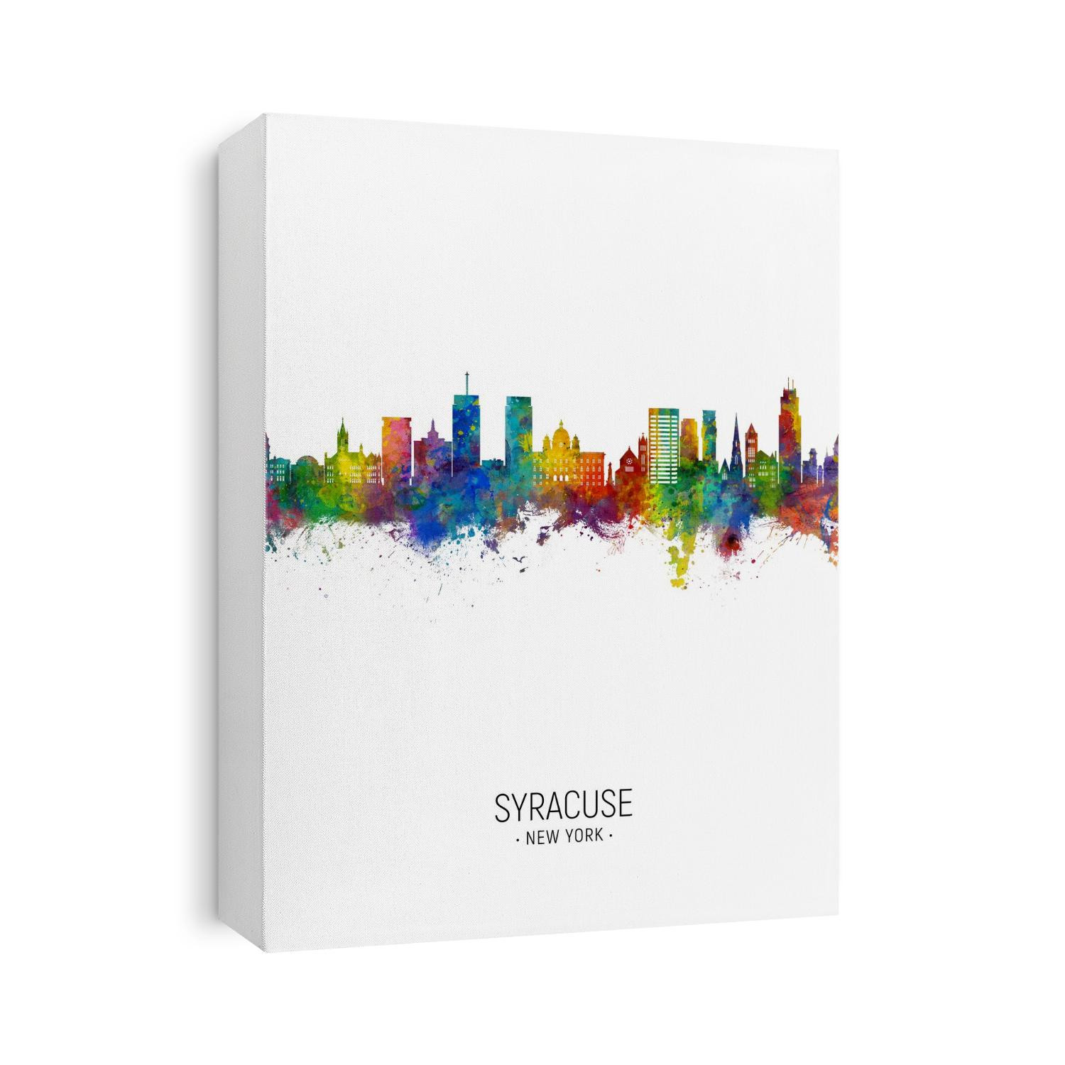 Watercolor art print of the skyline of Syracuse, Kansas, United States