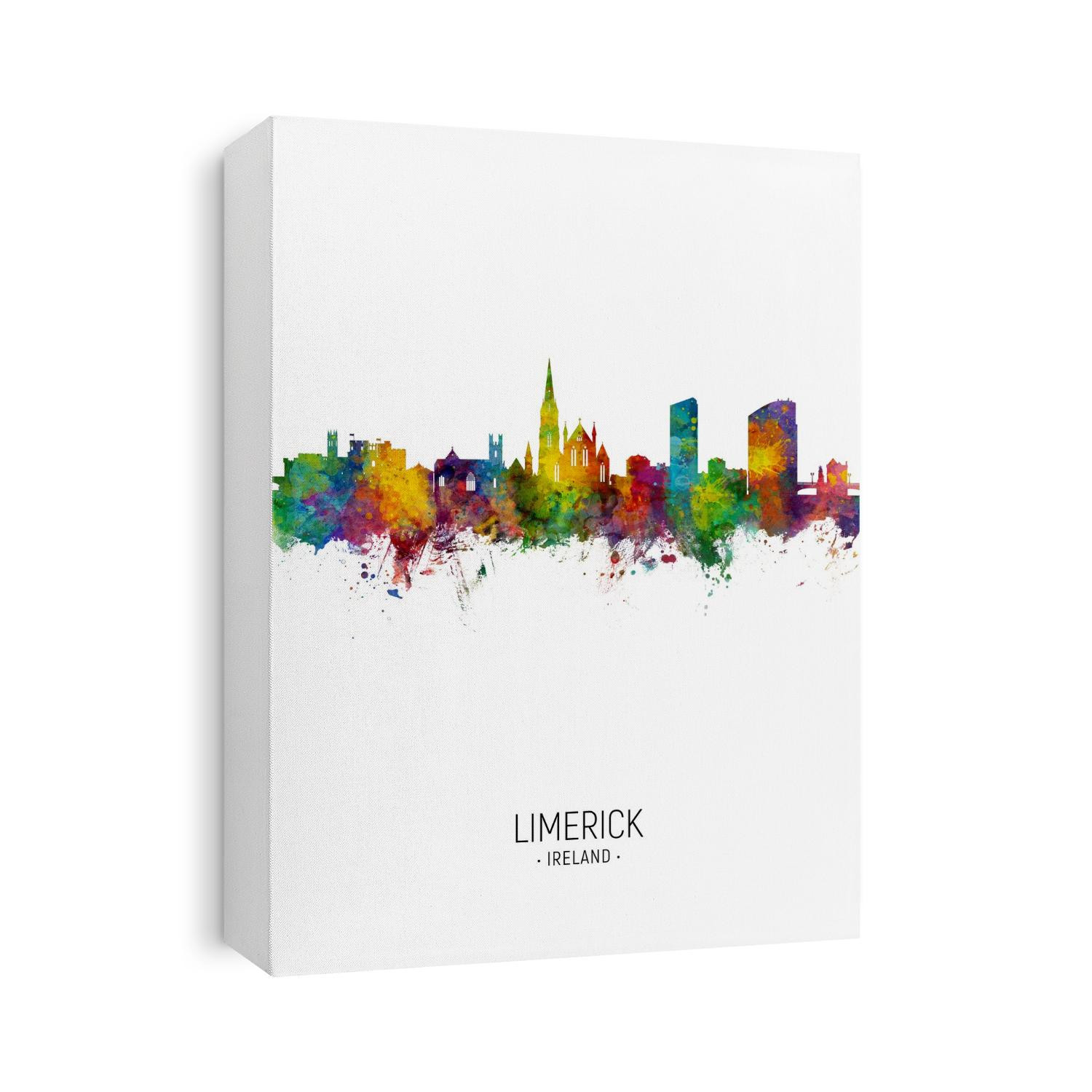 Watercolor art print of the skyline of Limerick, Ireland