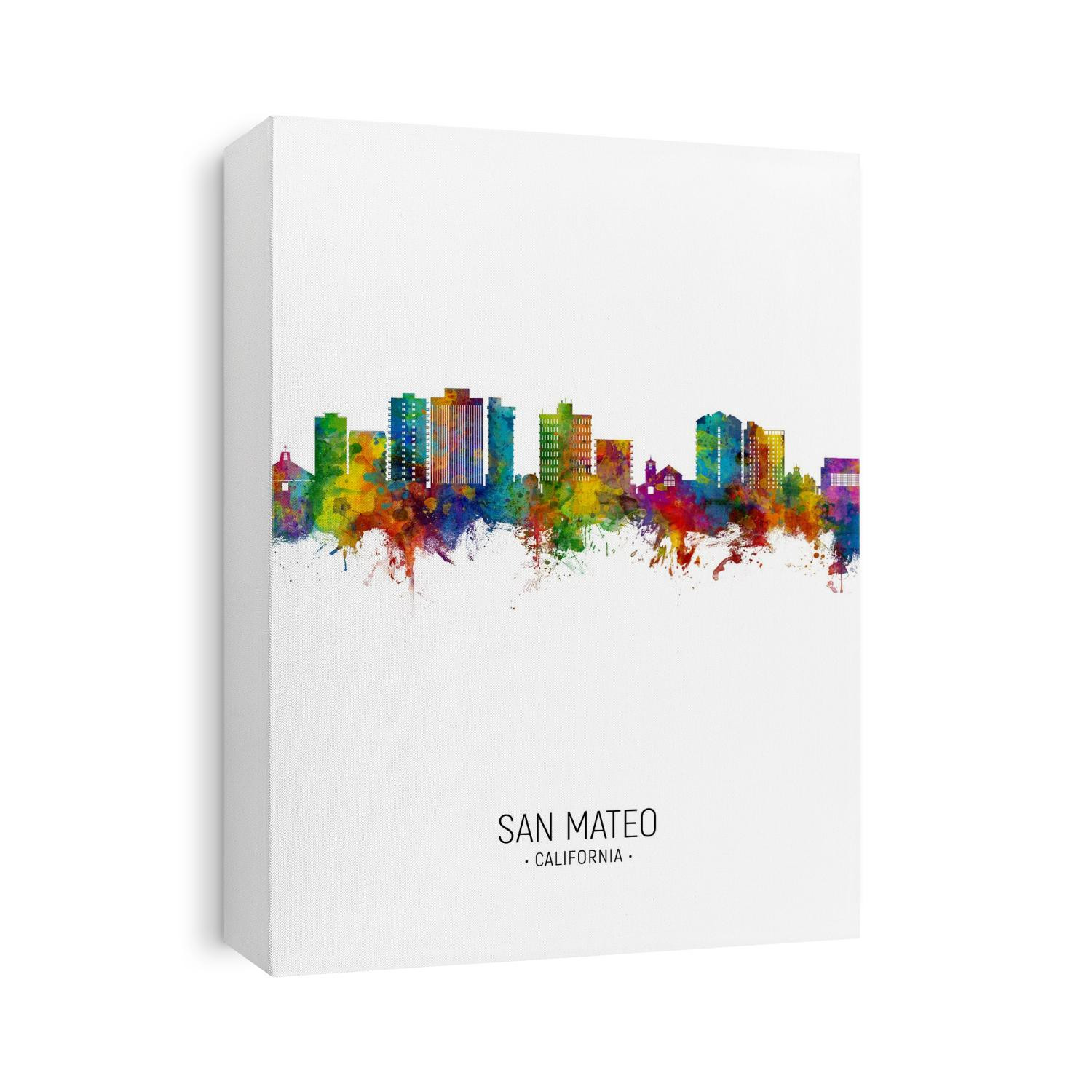 Watercolor art print of the skyline of San Mateo, California, United States