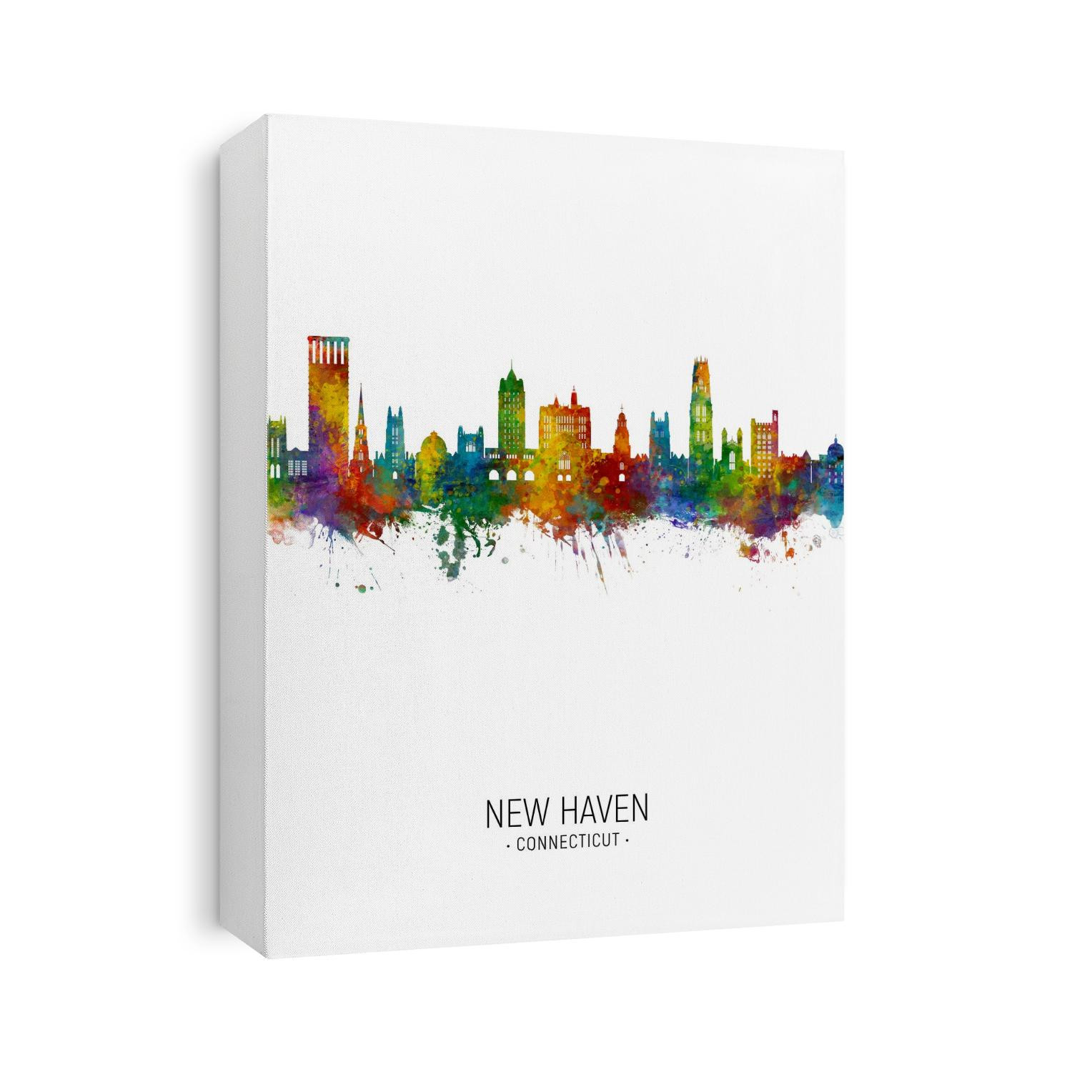 Watercolor art print of the skyline of New Haven, Connecticut York