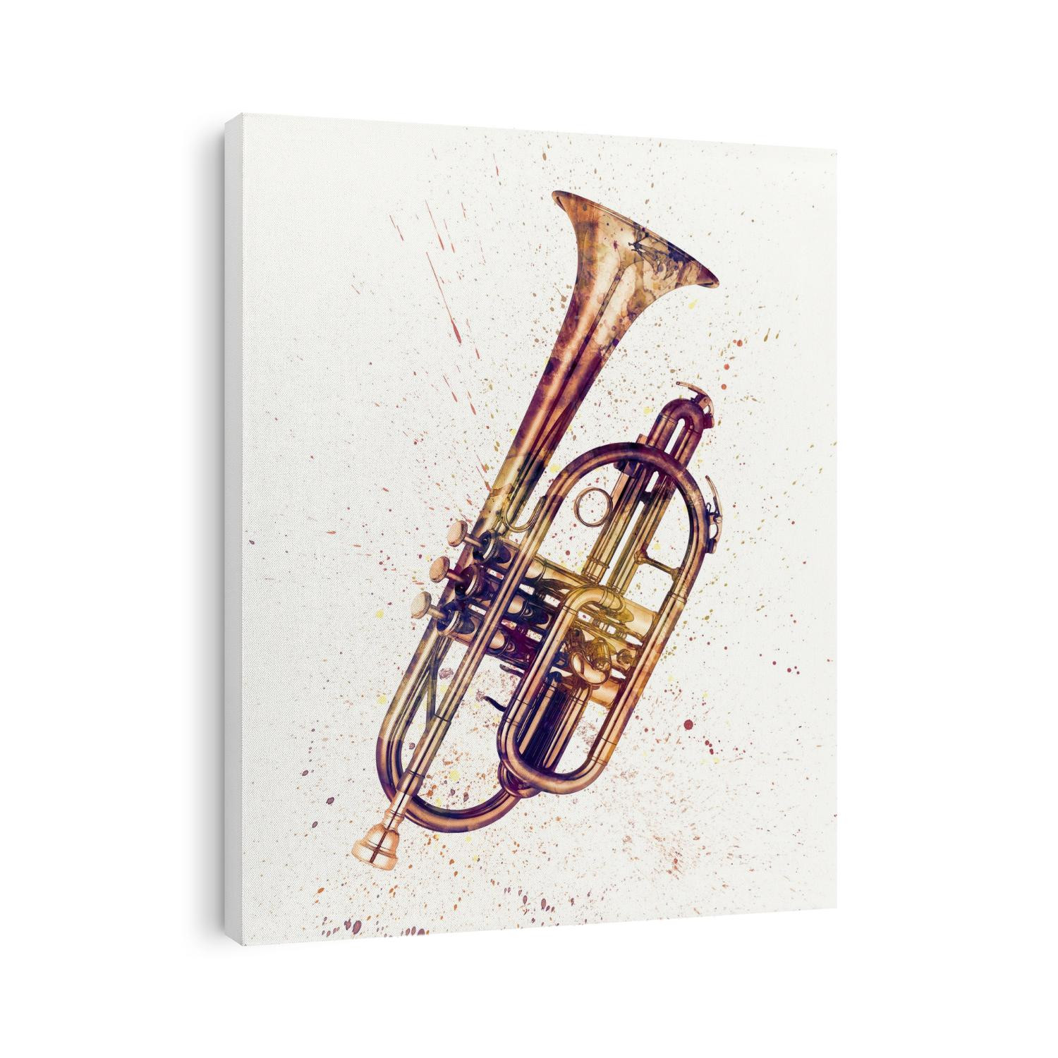 An abstract watercolor print of a Cornet