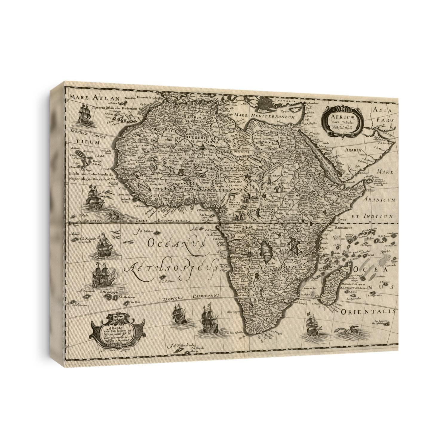 Old map of Africa from c1640 by Jodocus Hondius.