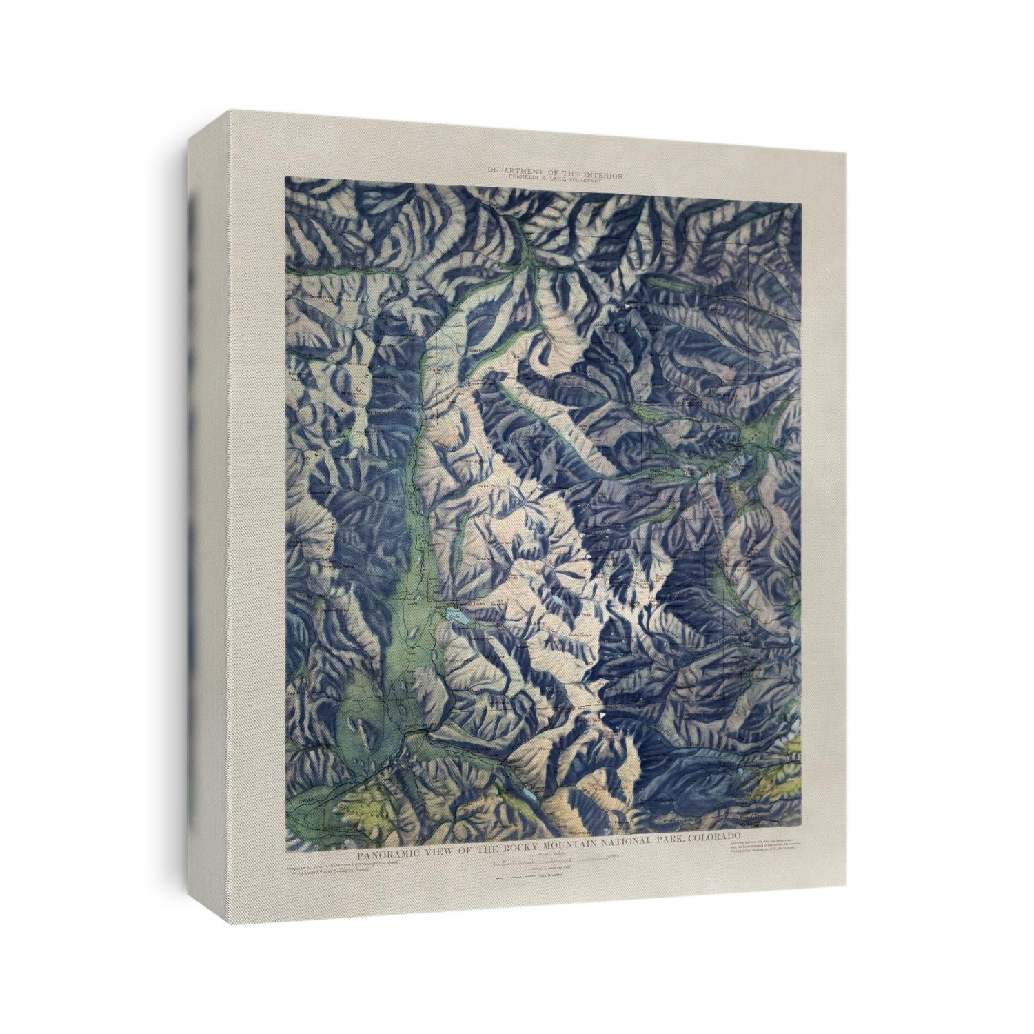 Old map of Rocky Mountain National Park, Colorado from 1914 by US Geological Survey.