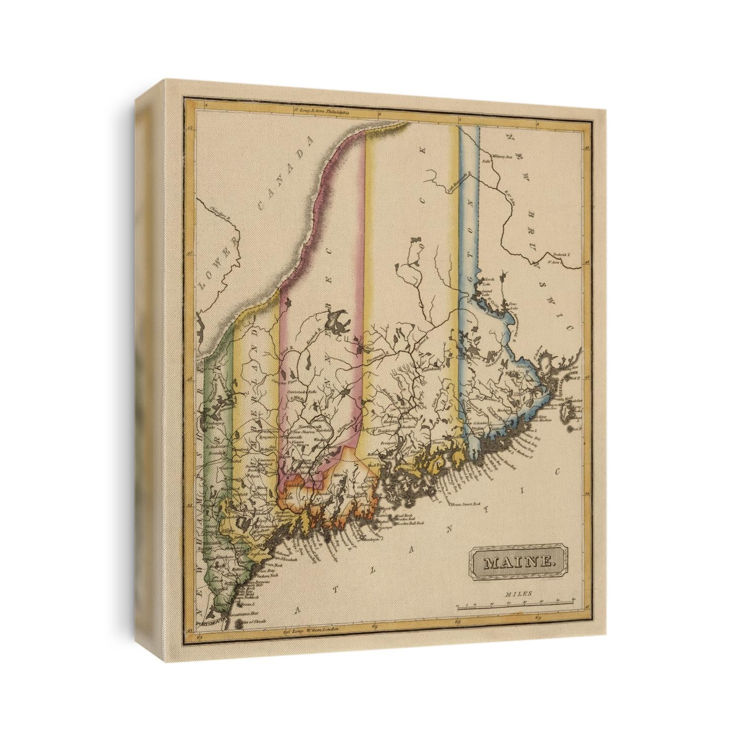 Old map of Maine from c1817 by Fielding Lucas.