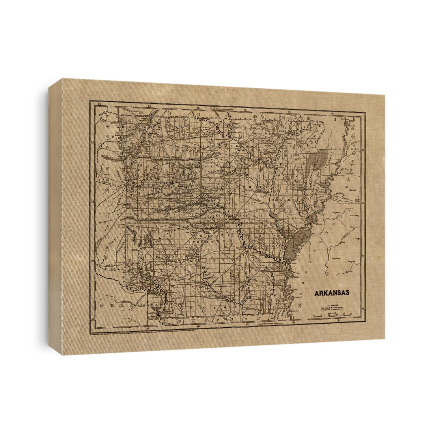 Old map of Arkansas from 1842 by Sidney Morse and Samuel Breese.
