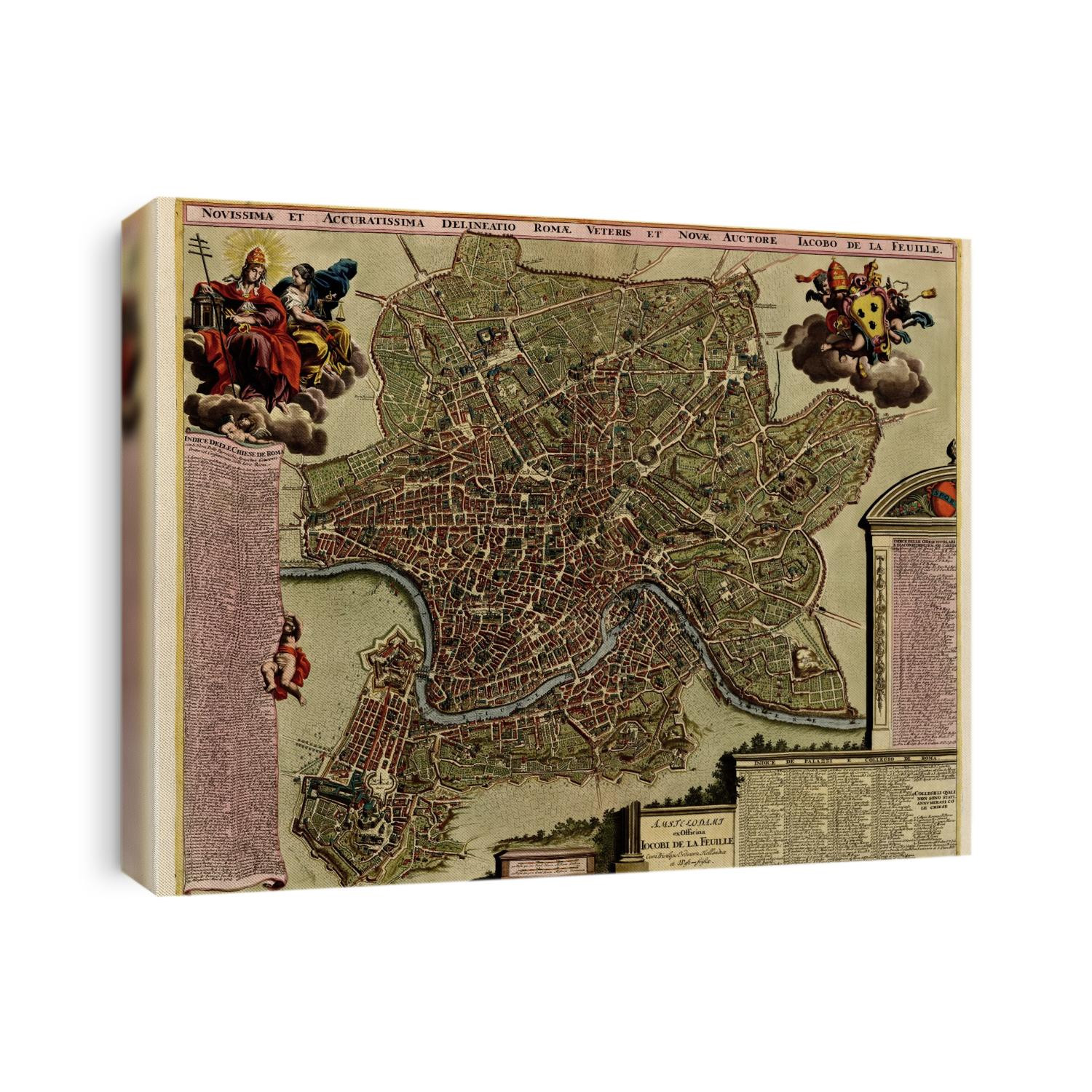 Old map of Rome, Italy from c1710 by Jacob De La Feuille.