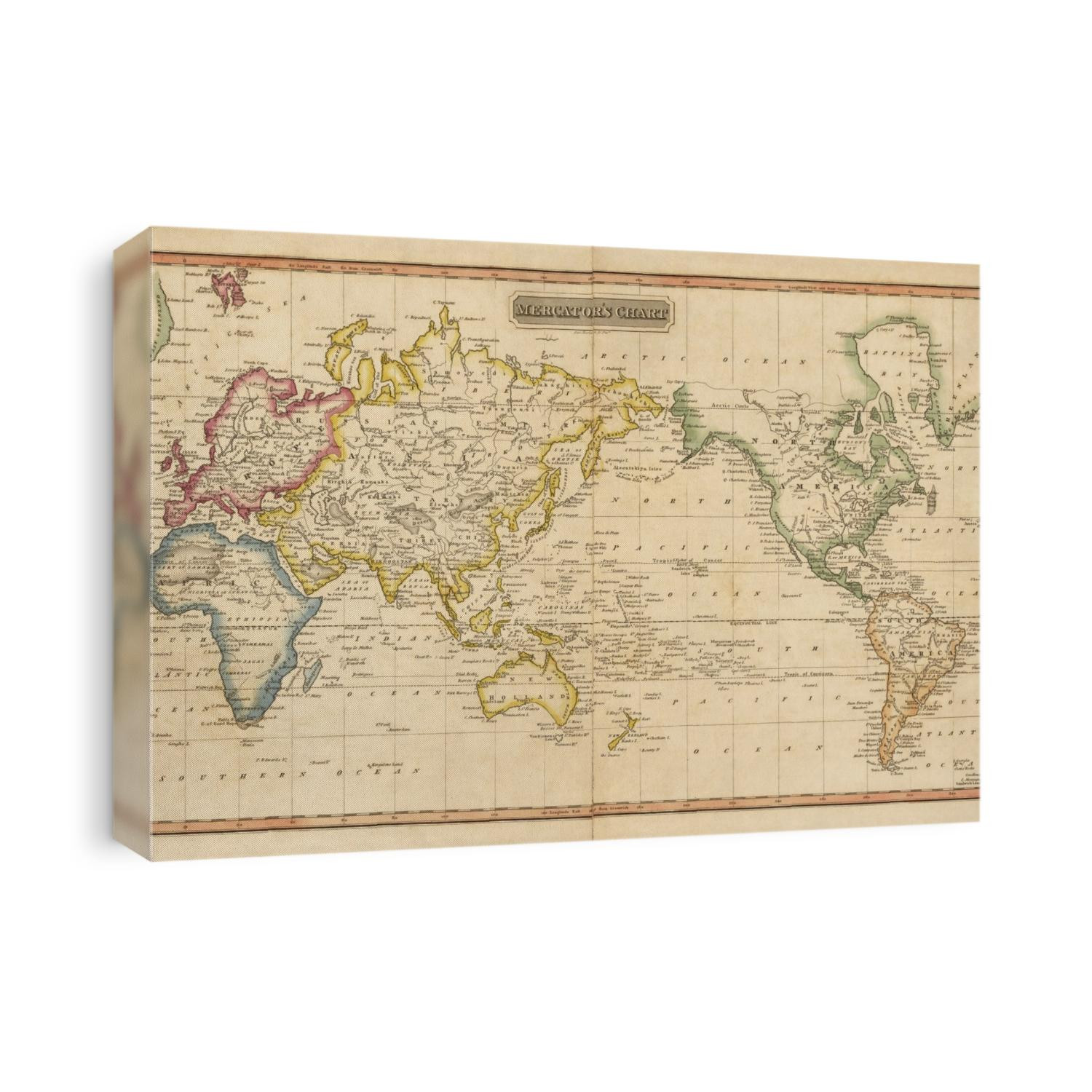 Old map of the world from c1817 by Fielding Lucas.