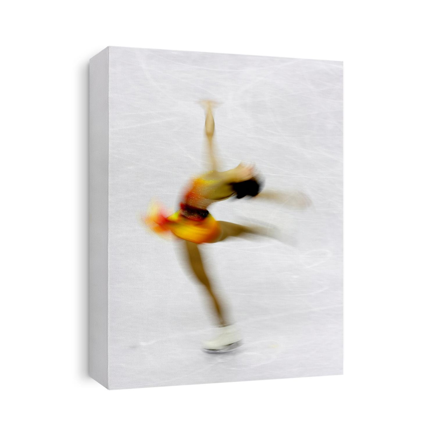 Blurred action of woman figure skater.