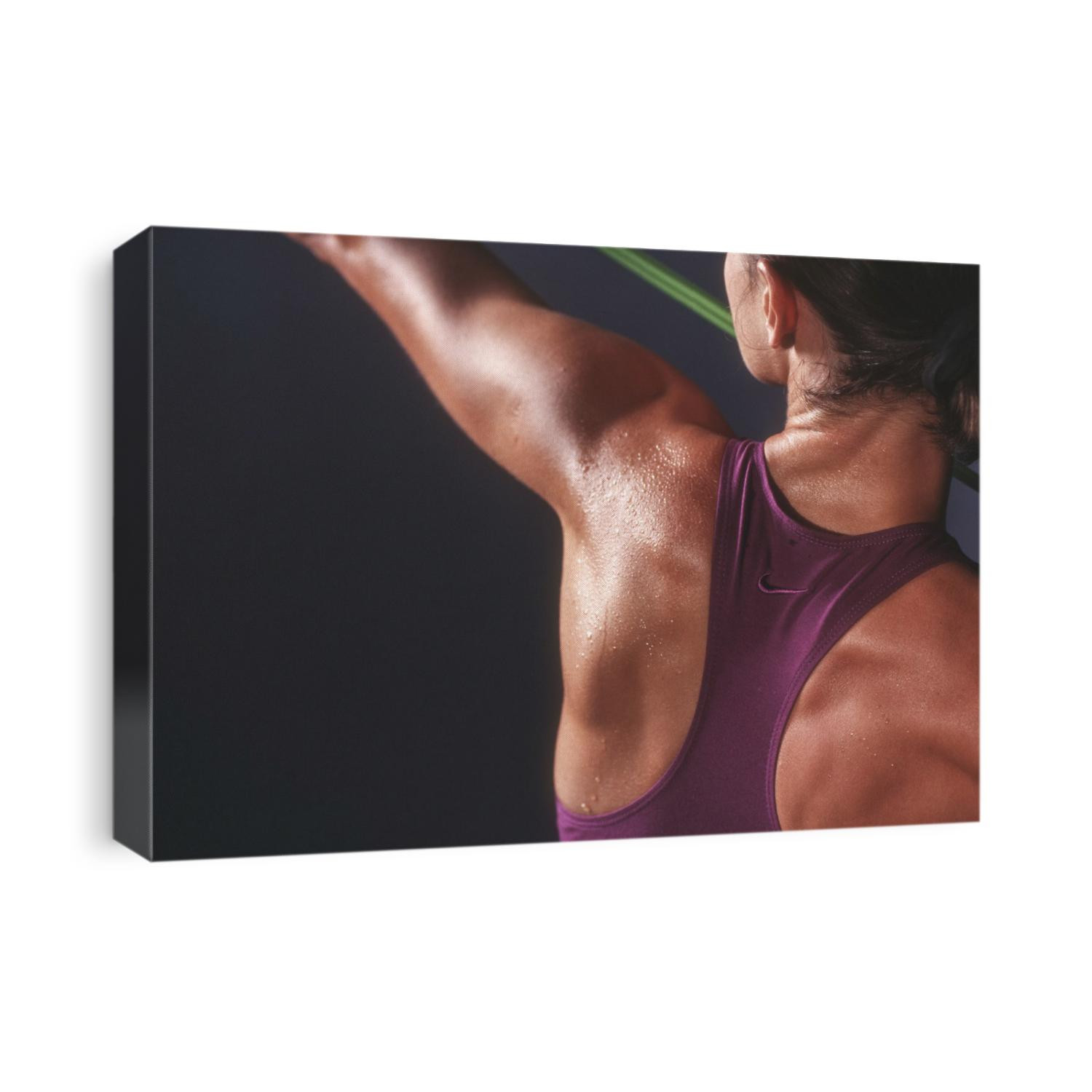 Women working out with stretch band.