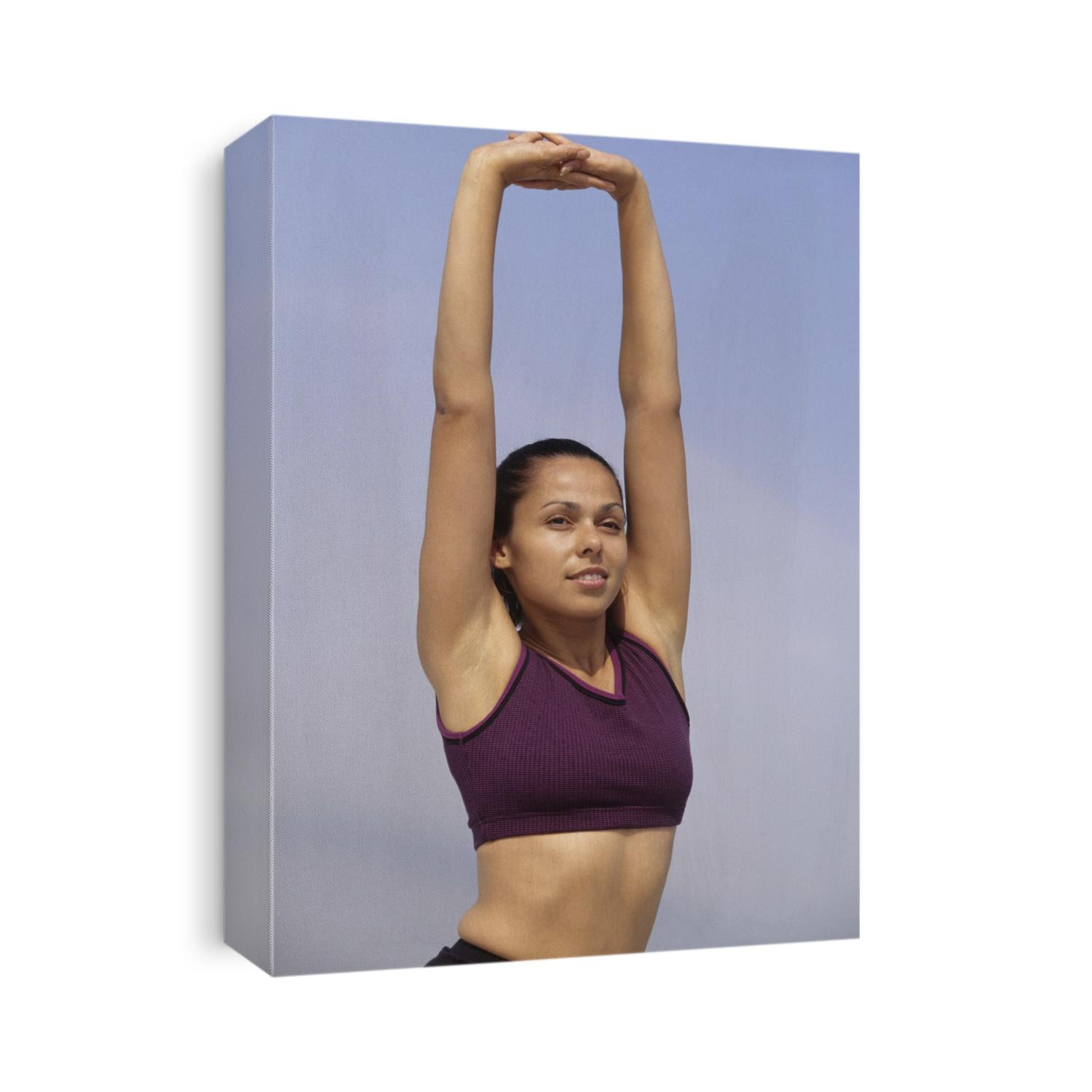 Woman stretching outdoors.
