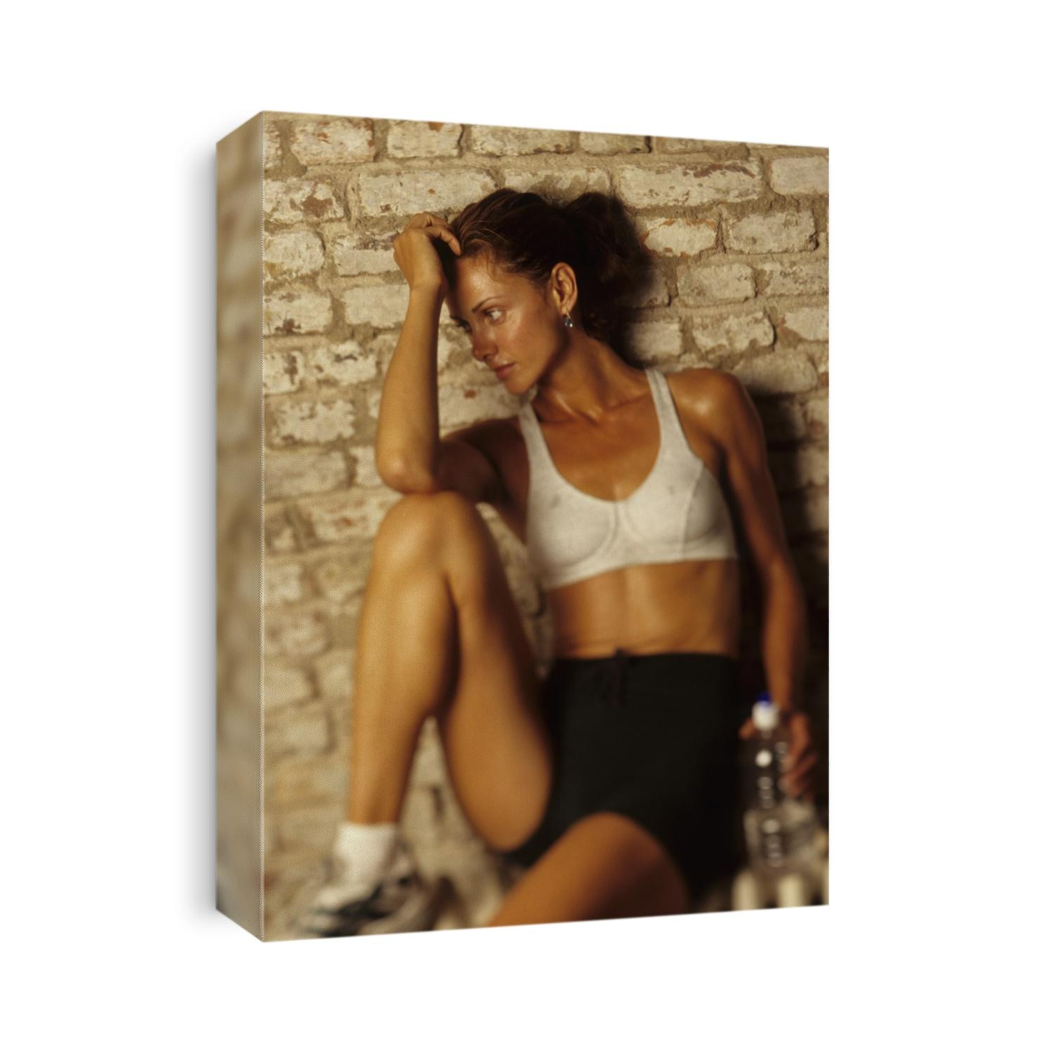 Woman resting after working out.