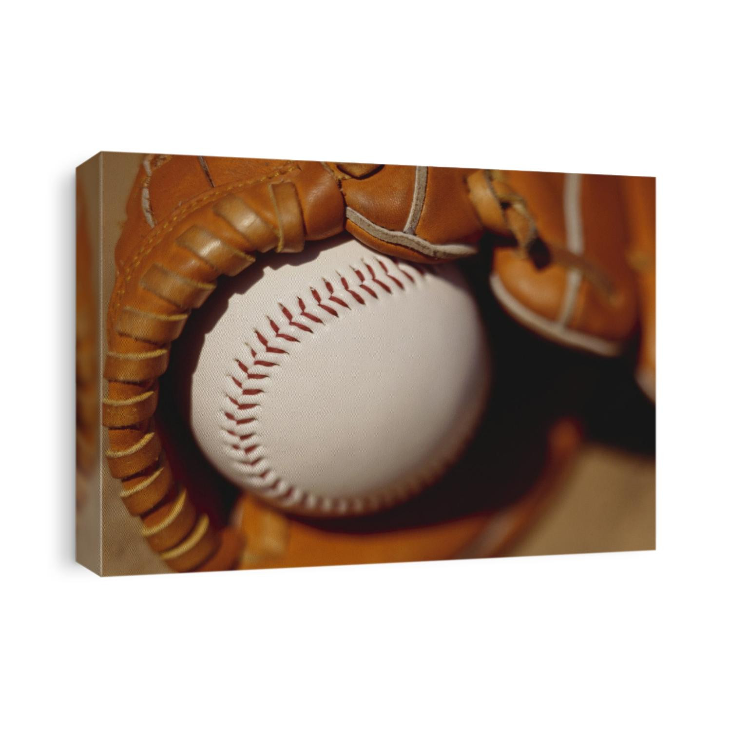 Baseball in glove.