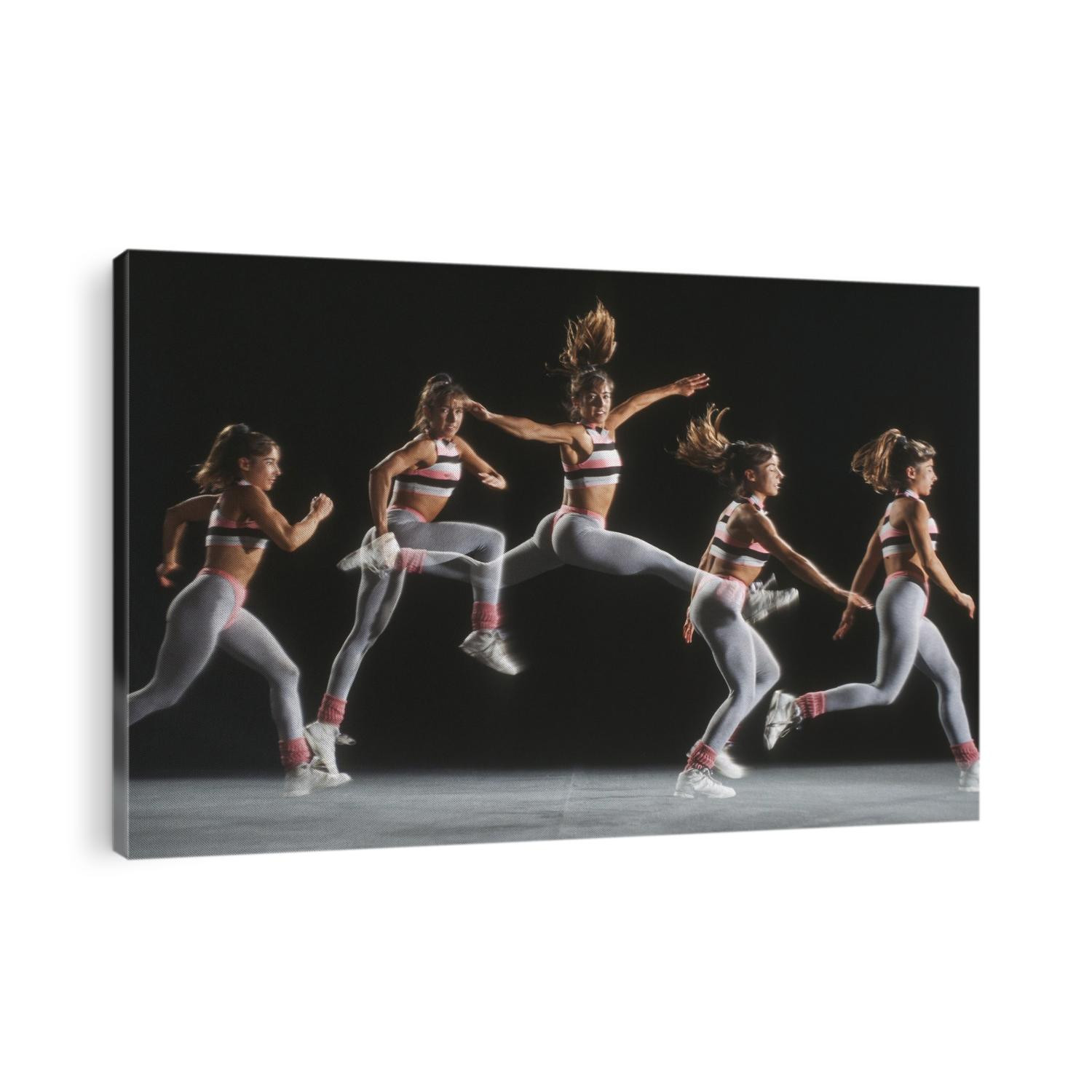 Sequence of woman leaping.