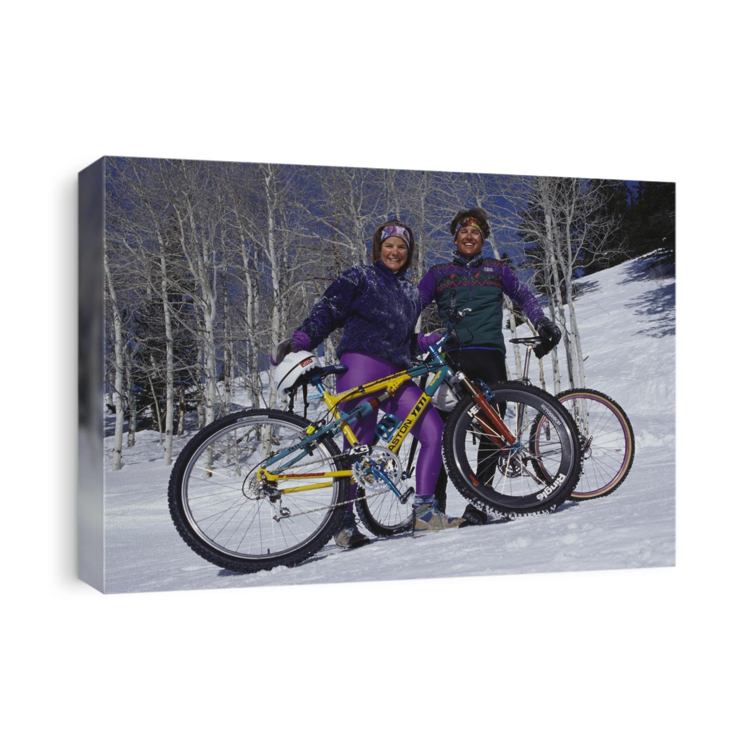 Mountain biking on snow.
