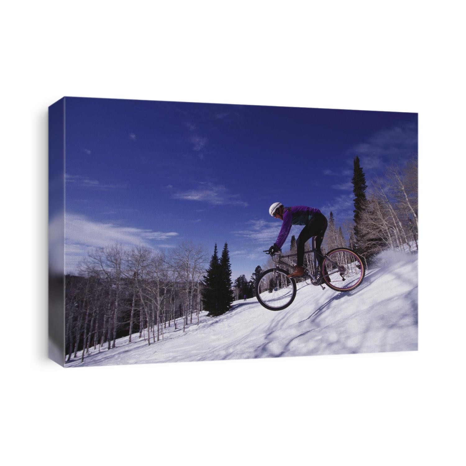 Mountain biking on snow.