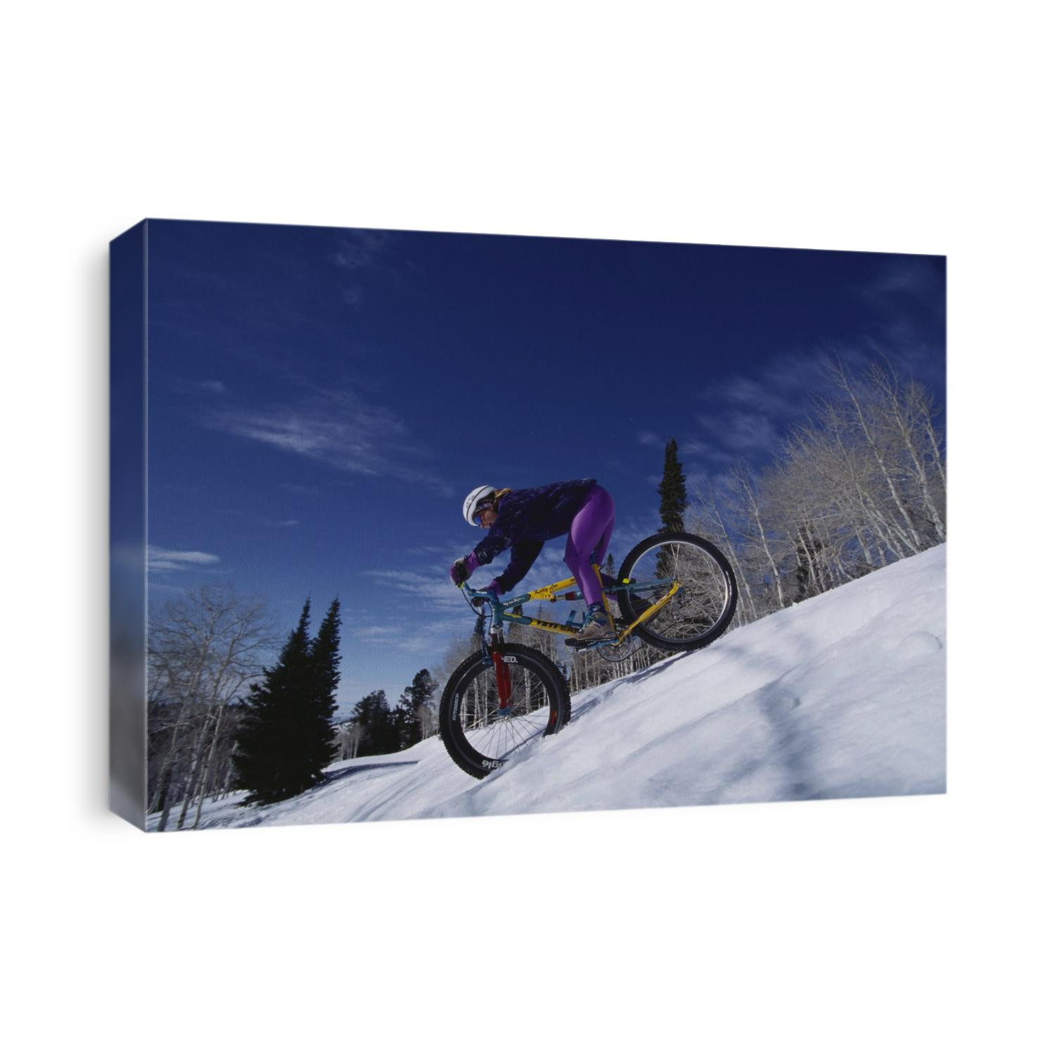 Mountain biking on snow.