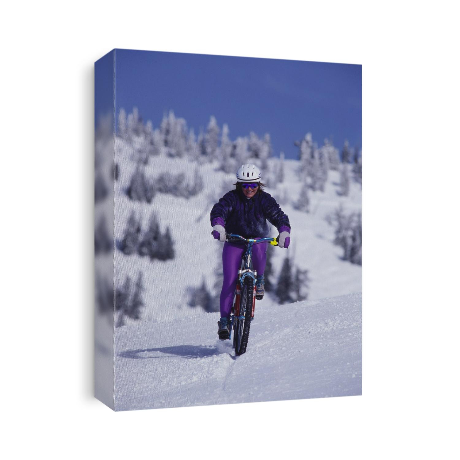 Mountain biking on snow.