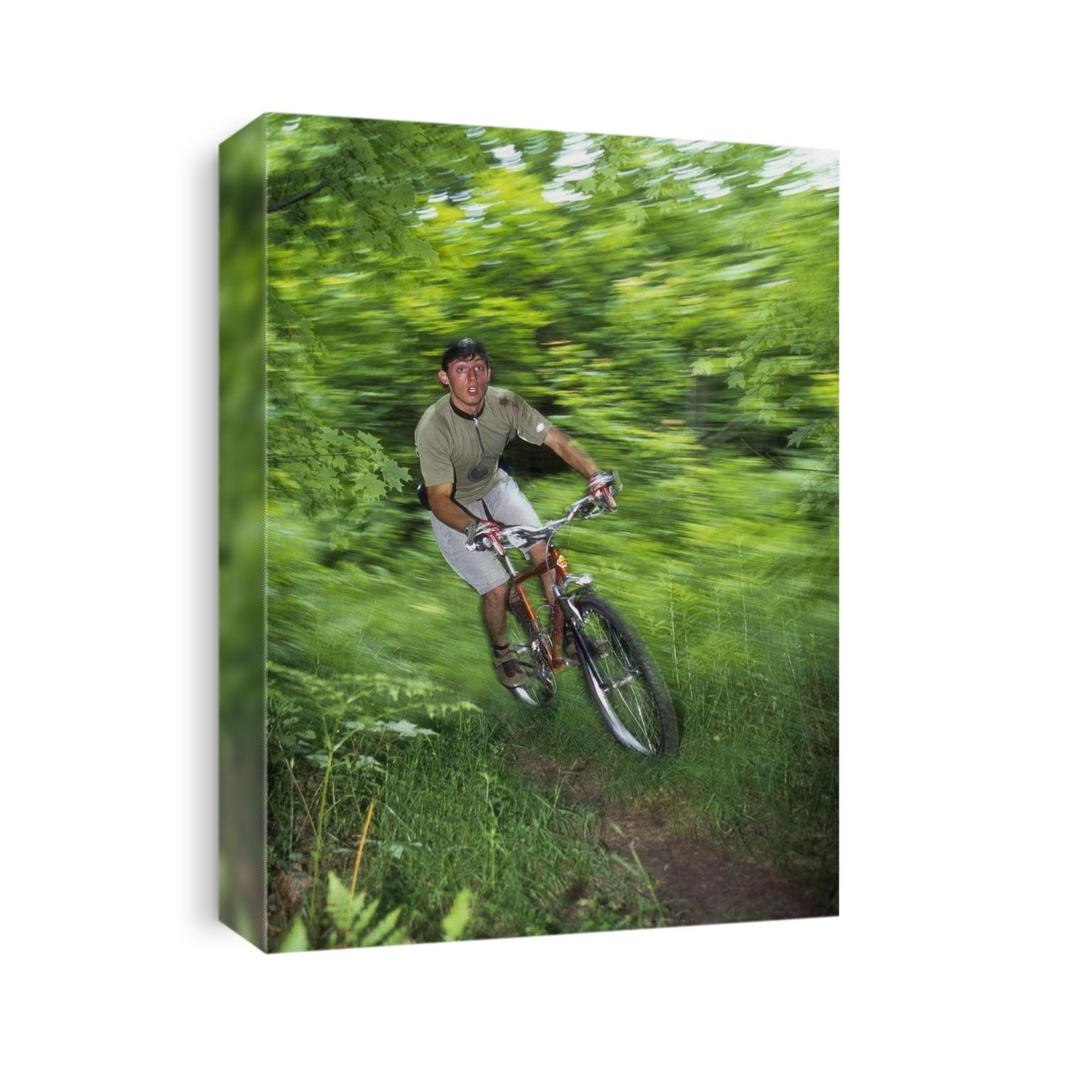 Recreational mountain biker riding on the trails.