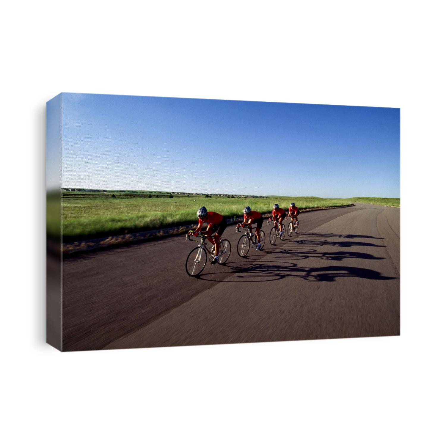 Road cycling team in action.