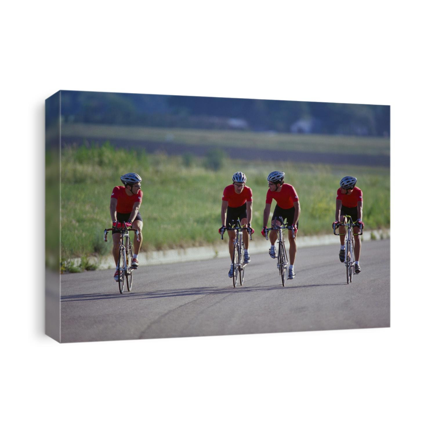 Road cycling team in action.