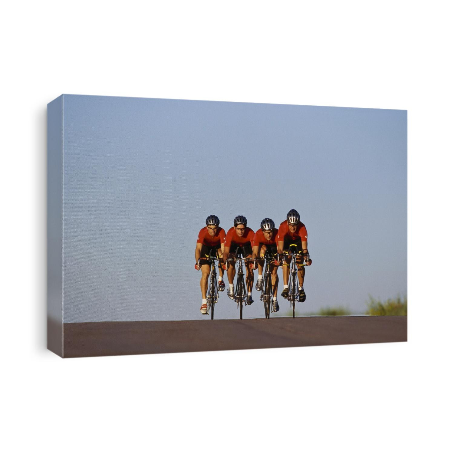 Road cycling team in action.