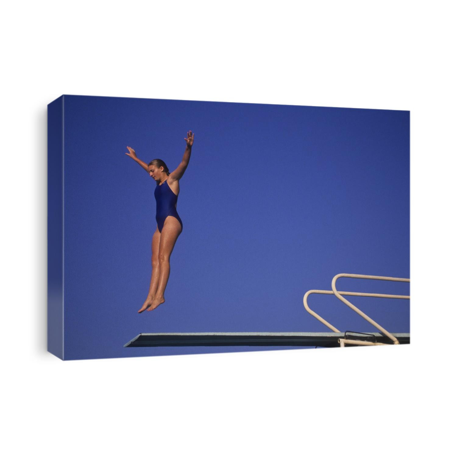 Action of female diver.