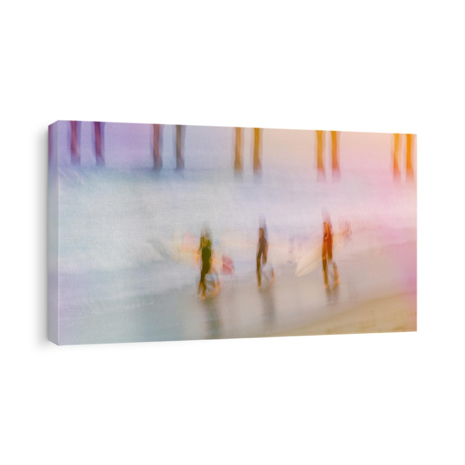 Three friends walk down the beach looking for a place to set in