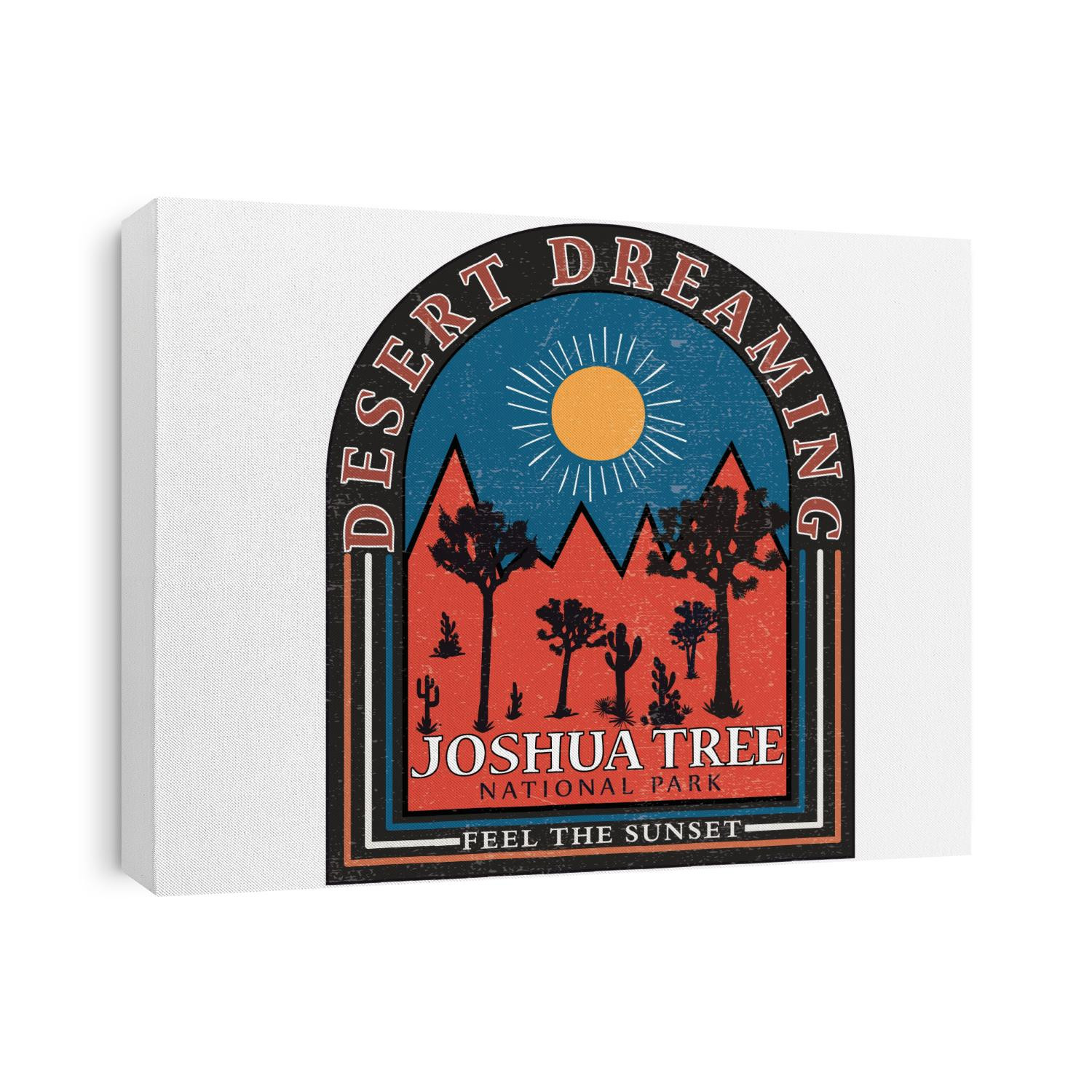 Desert joshua and cactus doodle artwork graphic print design. Joshua tree vector design for apparel. 