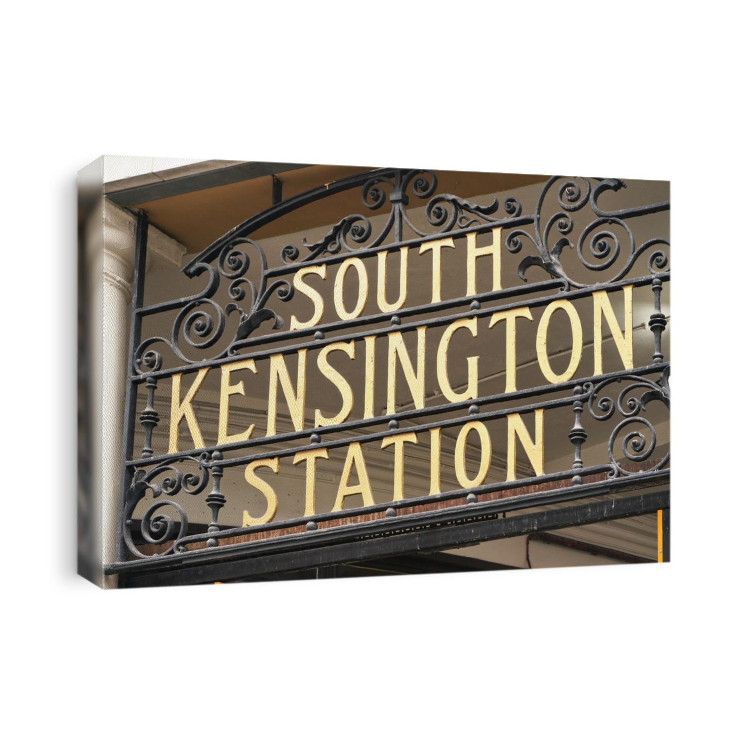 South Kensington station sign at the entrance to London underground station