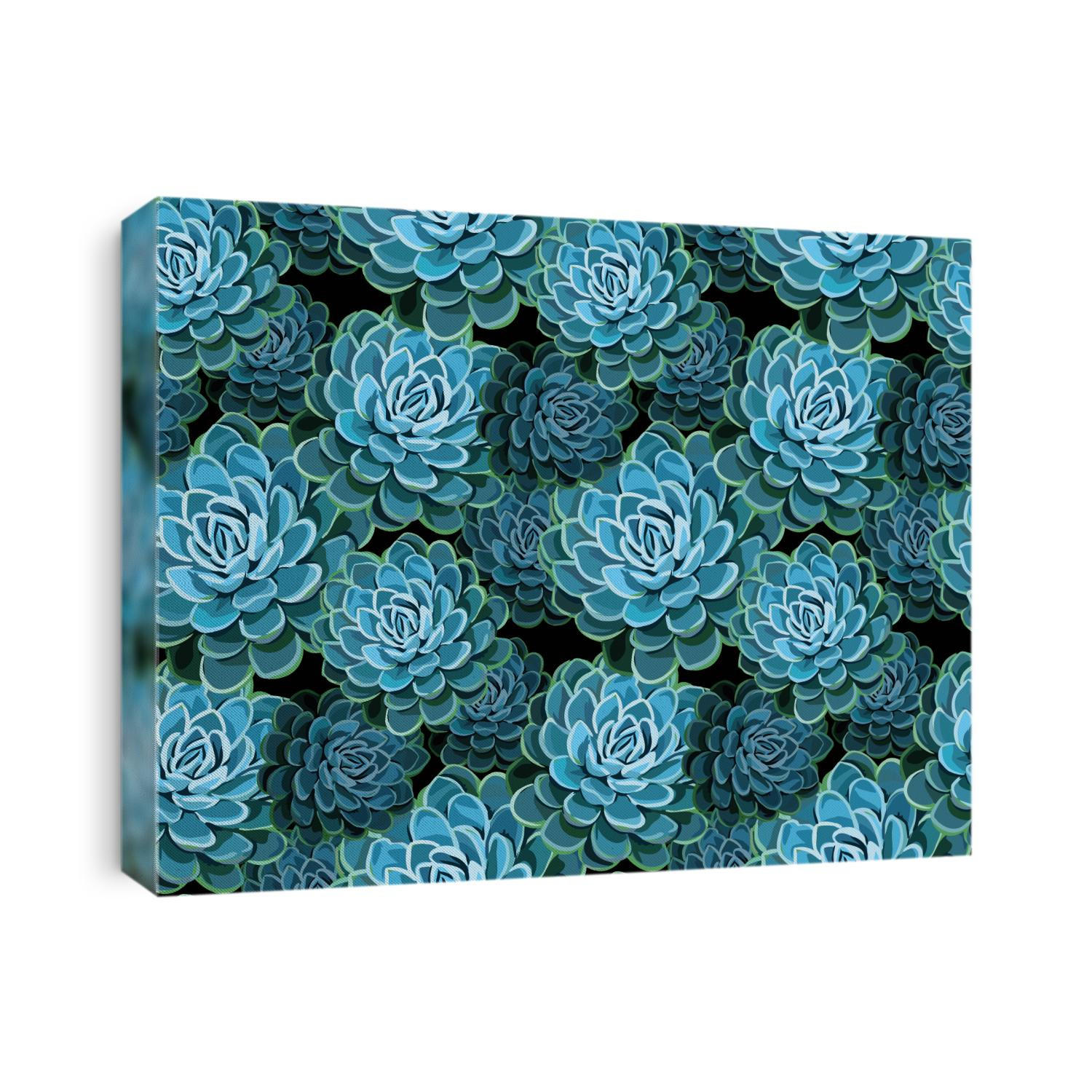 Succulents seamless pattern. Succulent vector background. Colored succulents and cactus floral print. Hand drawn art work.