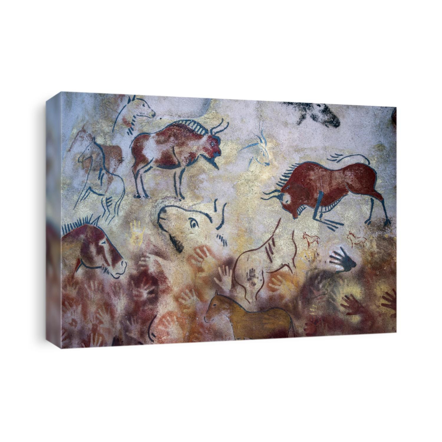 CAVE PAINTINGS , ROCK PAINTINGS , bisons painted on a rock , bisons painted on a cave, horses painted on a rock, horses ,hands ,buffalos painted on a cave and on a rock
