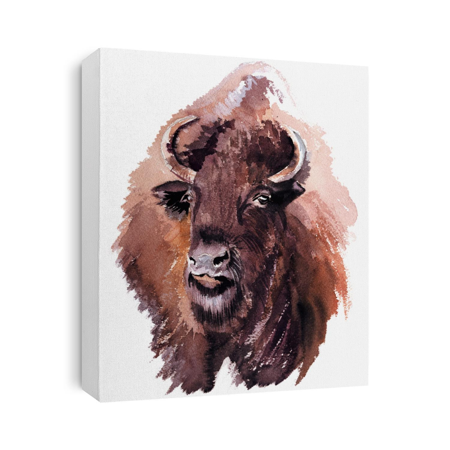 Bison. Forest animal Bison. Watercolor Animal Bison