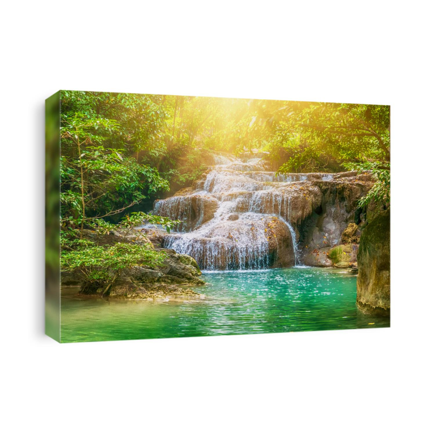 Forest and waterfall at Ton Nga Chang Waterfall, Songkhla, Thailand. Tourustic attraction and famous sightseeng, natural outdoor jungles landscape