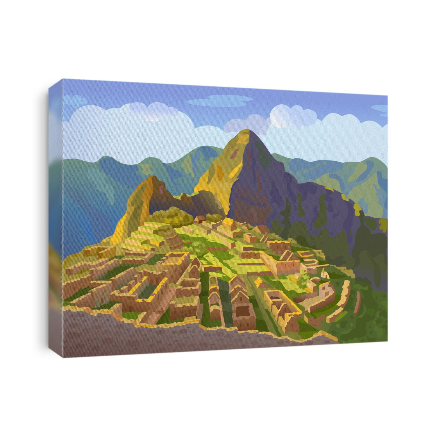 Machu Picchu in Peru. Historical landmark. City of the world countries vacation travel landmarks. South America. Vector illustration