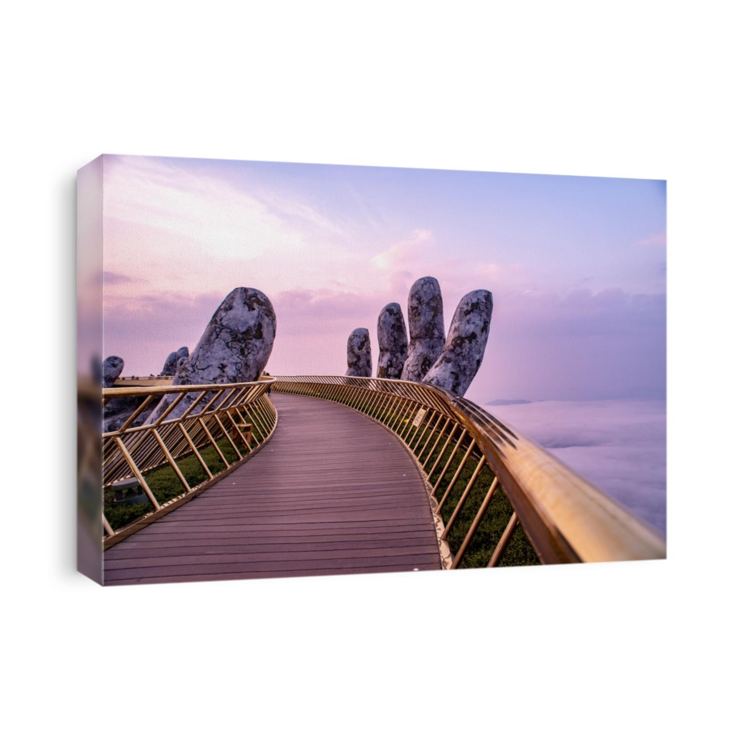 The Golden Bridge at Bana Hills,Da Nang,Vietnam, known as “Hands of God”, a pedestrian footpath lifted by two giant hands