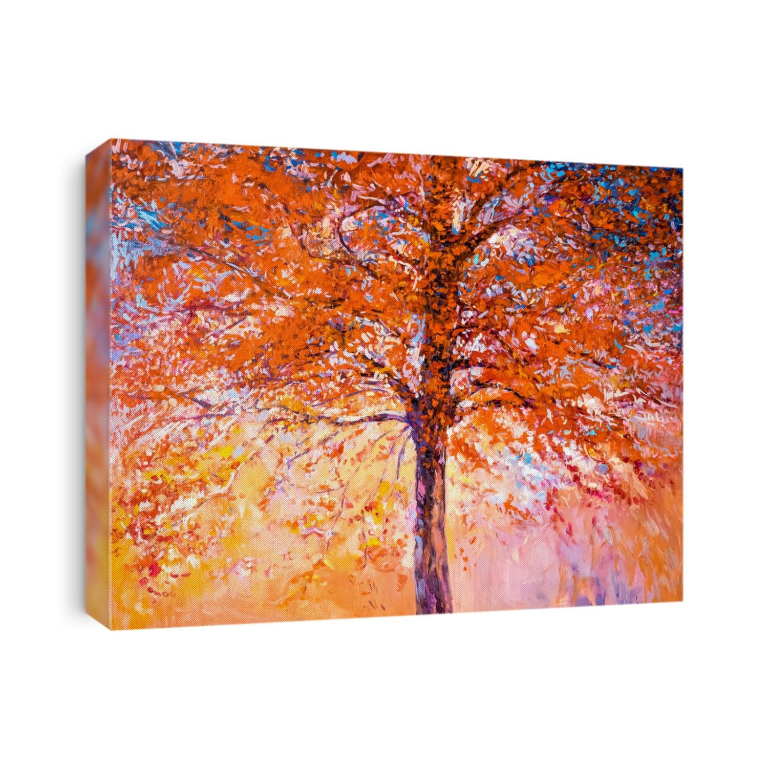 oil painting on canvas-red tree-modern impressionism by Nikolov