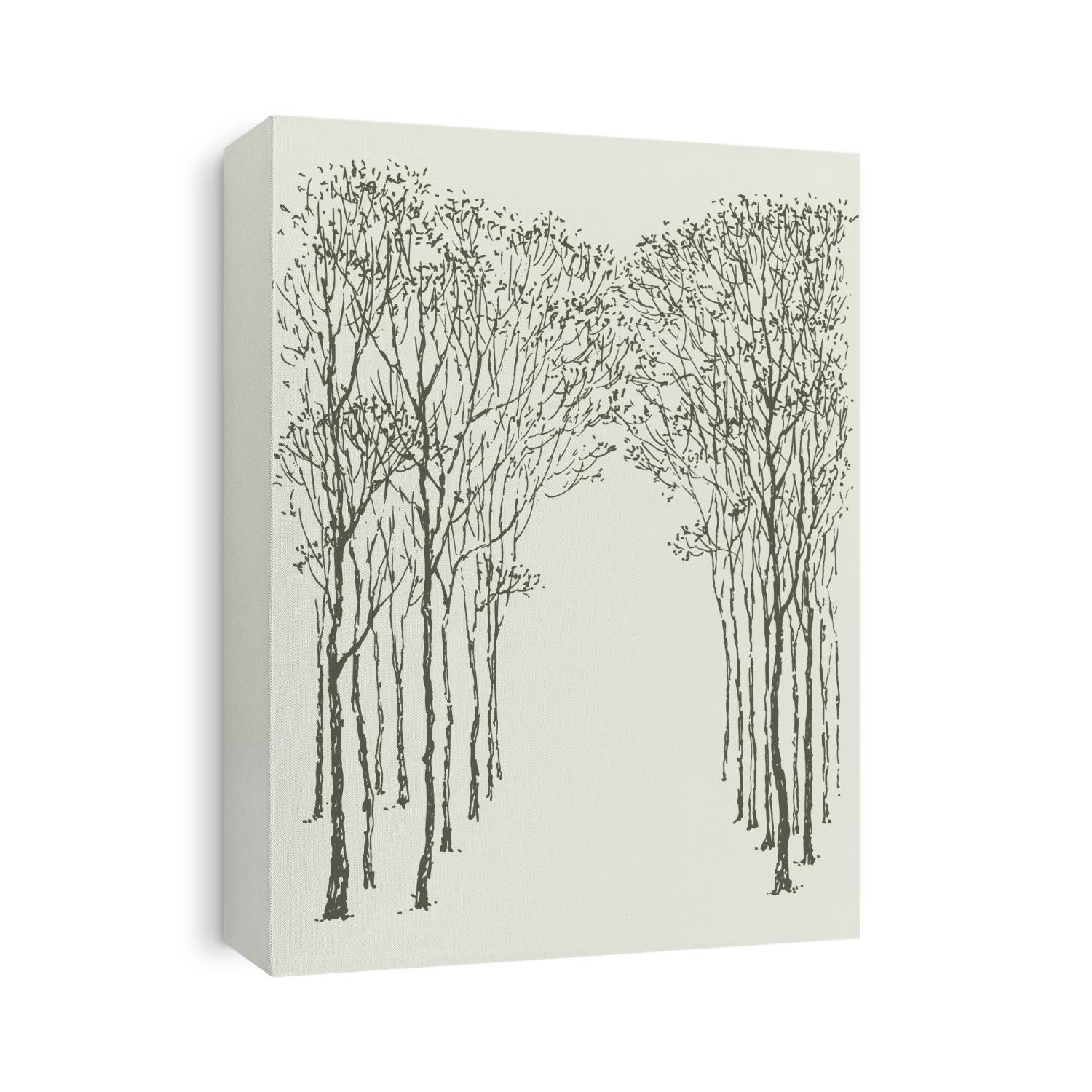 Vector background. Arc-shaped frame made of natural crowns and trunks of trees
