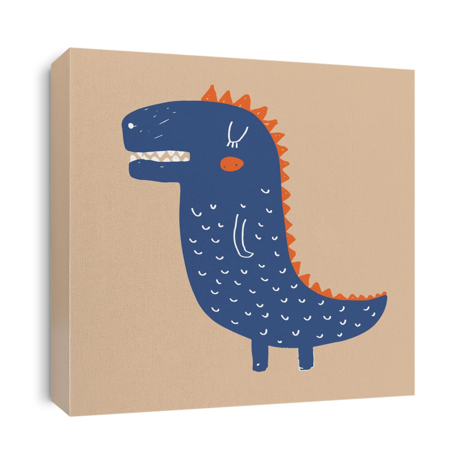 Cute Simple Vector Illustration with Blue Alligator Isolated on a Light Dusty Brown Background. Simple Nursery Art for Kids. Print with Funny Crocodile ideal for Wall Art, Card, Poster, Decoration.
