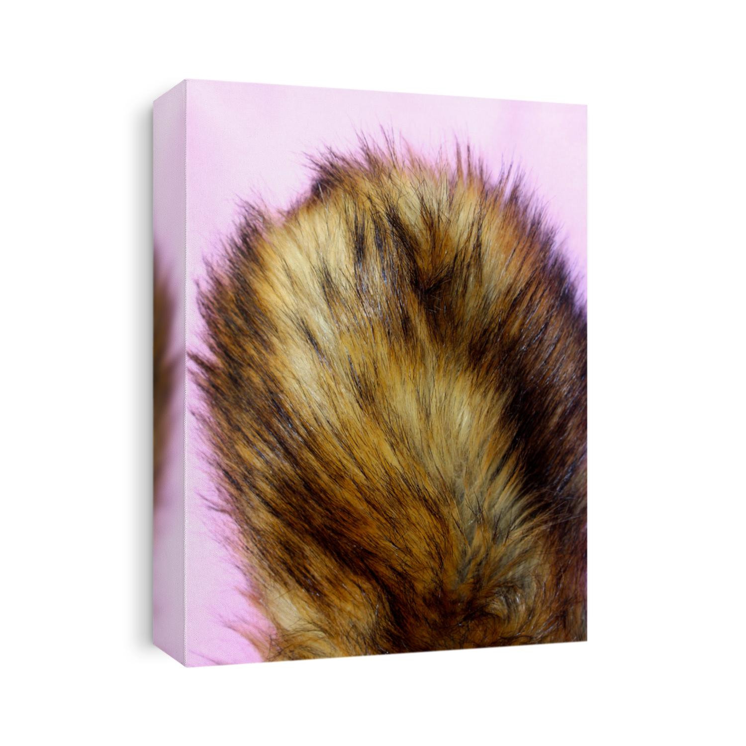 Faux brown fox fur with pile. Close-up, background
