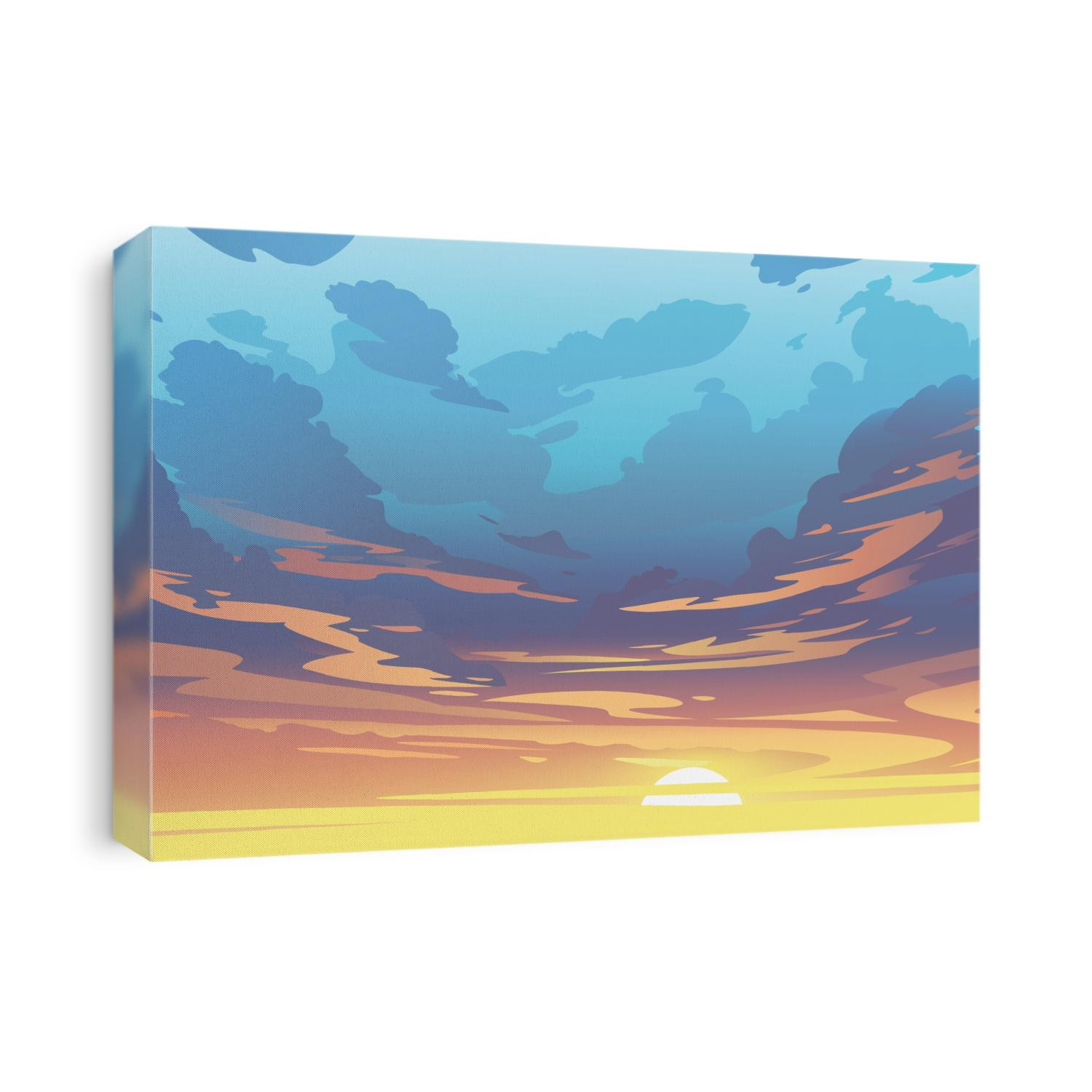 Vector evening sky clouds. Sunset. Background design