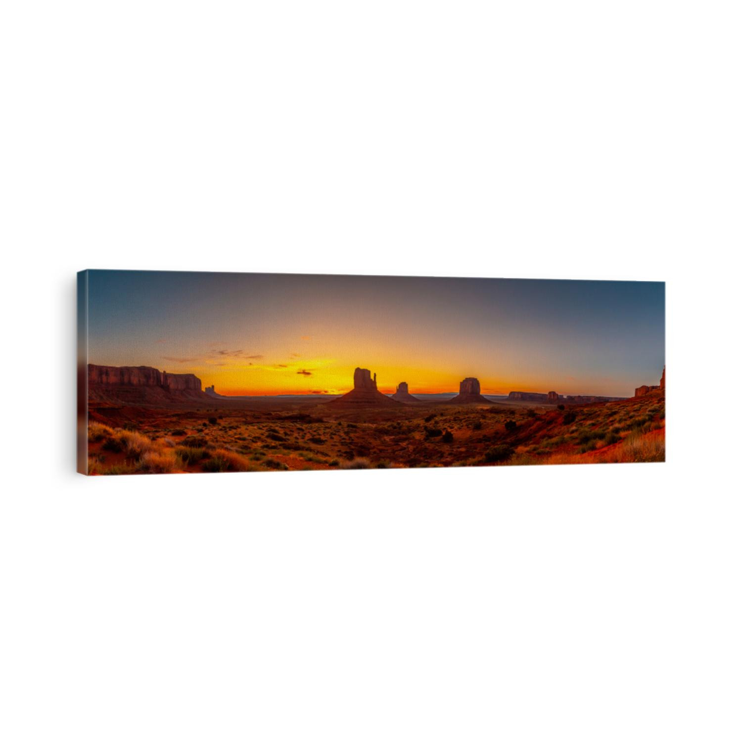 Panoramic at the beautiful sunrise in Monument National Park, Utah. United Stated