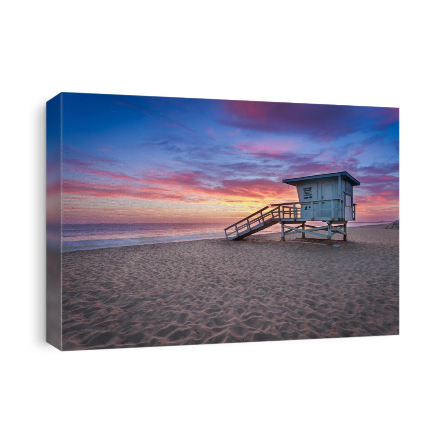 Sunset at a lifeguard tower in Southern California