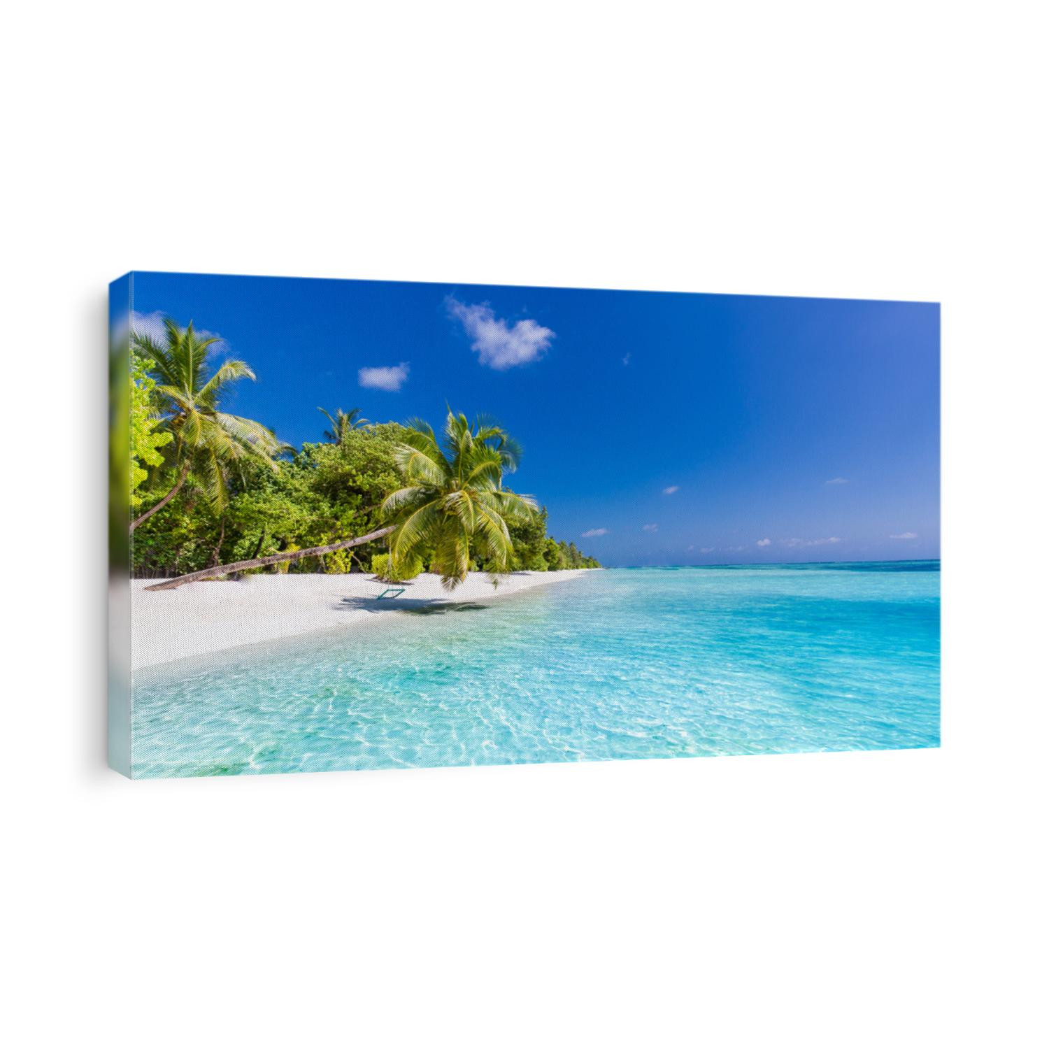 Idyllic tropical beach landscape for background or wallpaper. Design of tourism for summer vacation holiday destination concept.