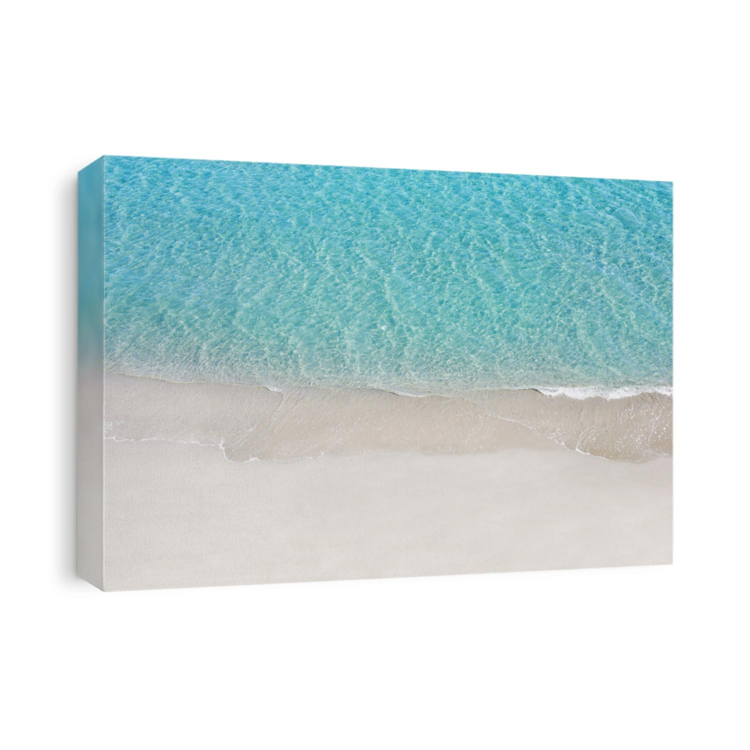 Beautiful white sand beach and tropical turquoise blue sea. View from above
