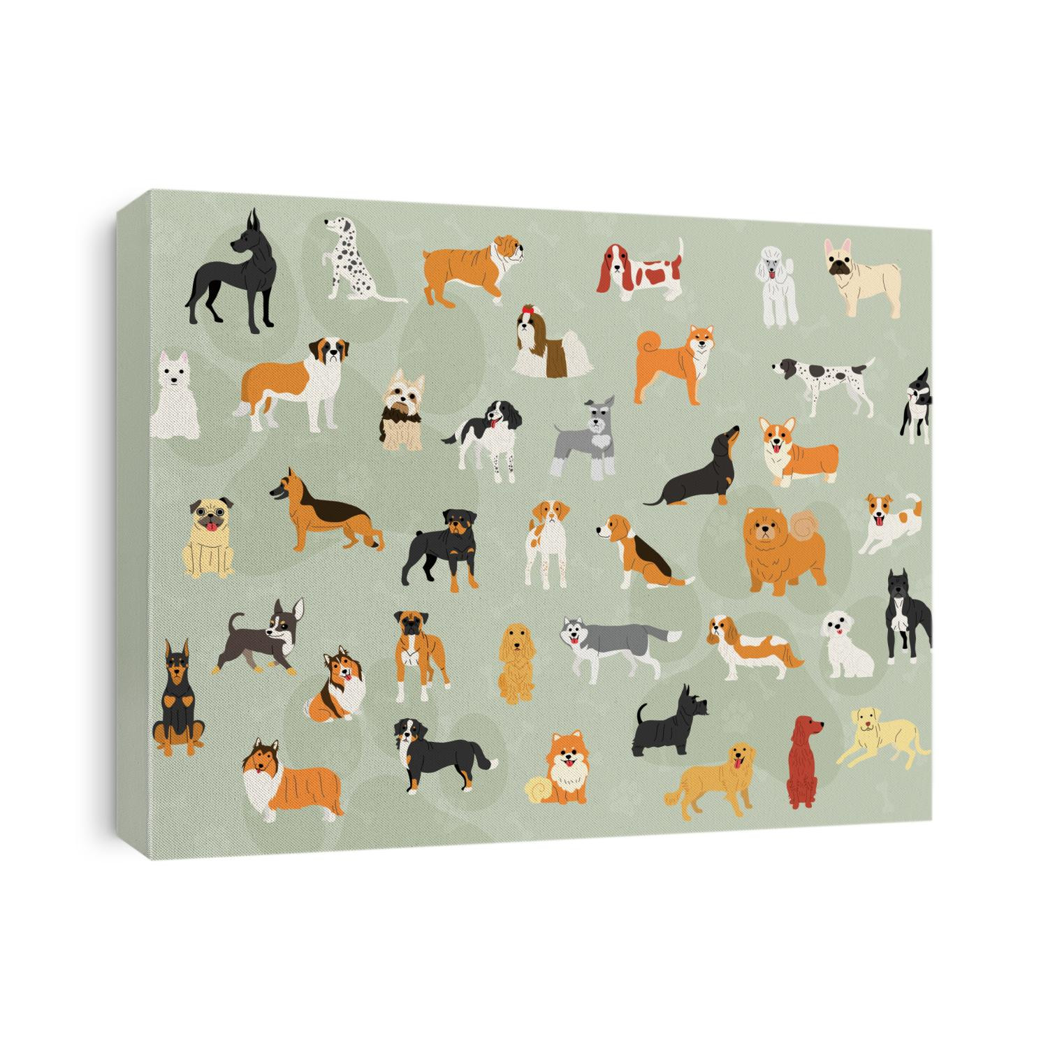 40 dog breeds illustration background