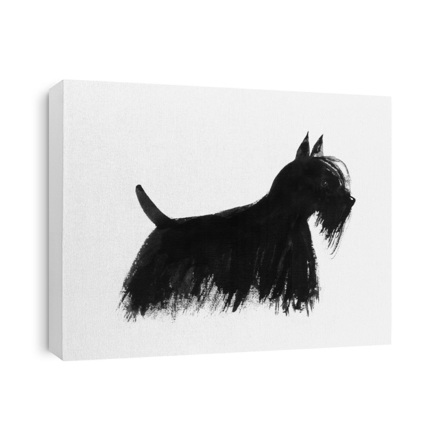 Dog hand drawn with ink on white background. Traditional oriental ink painting sumi-e, u-sin, go-hua. Symbol of the Chinese New Year 2018