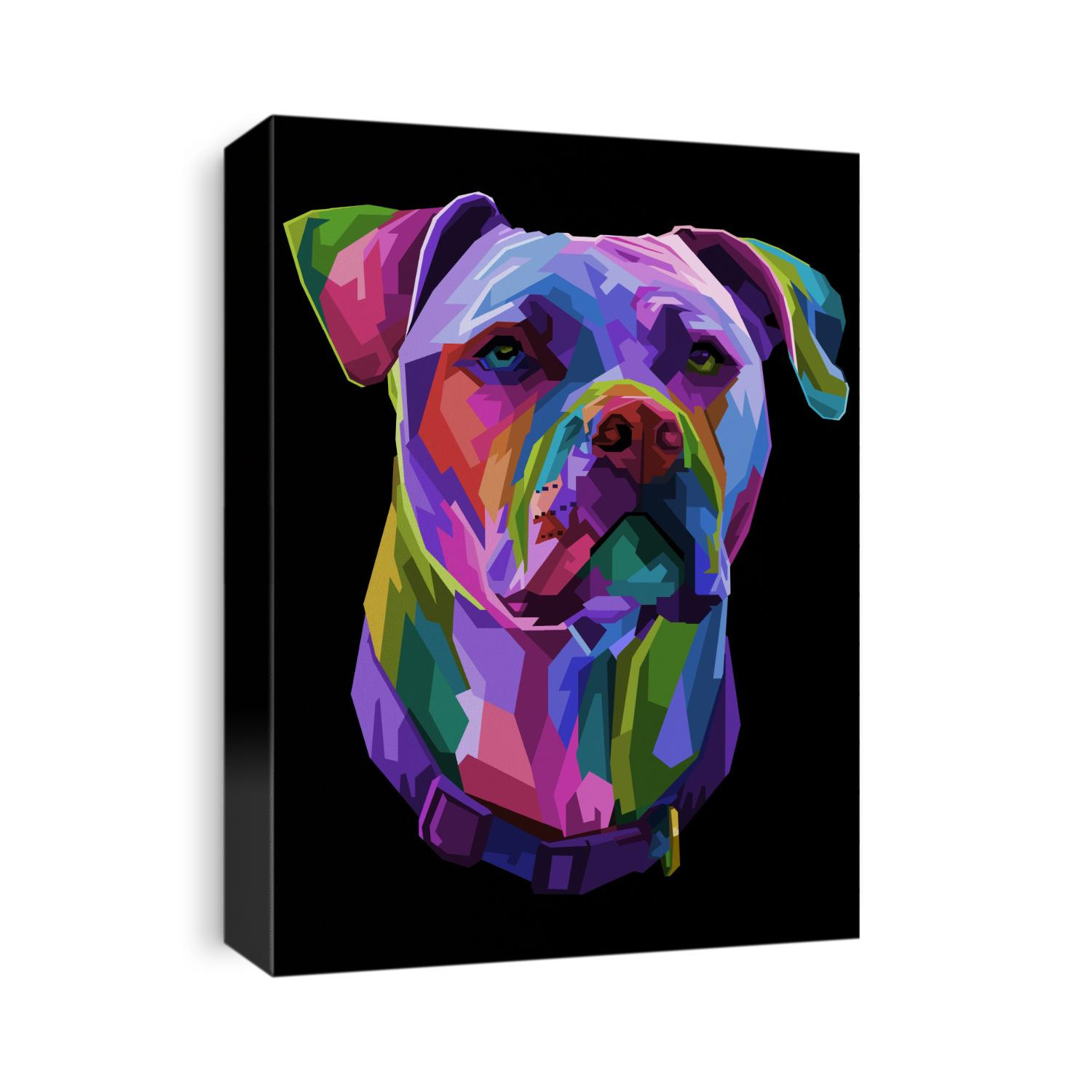 pitbull terrier dog on pop art geometric illustration