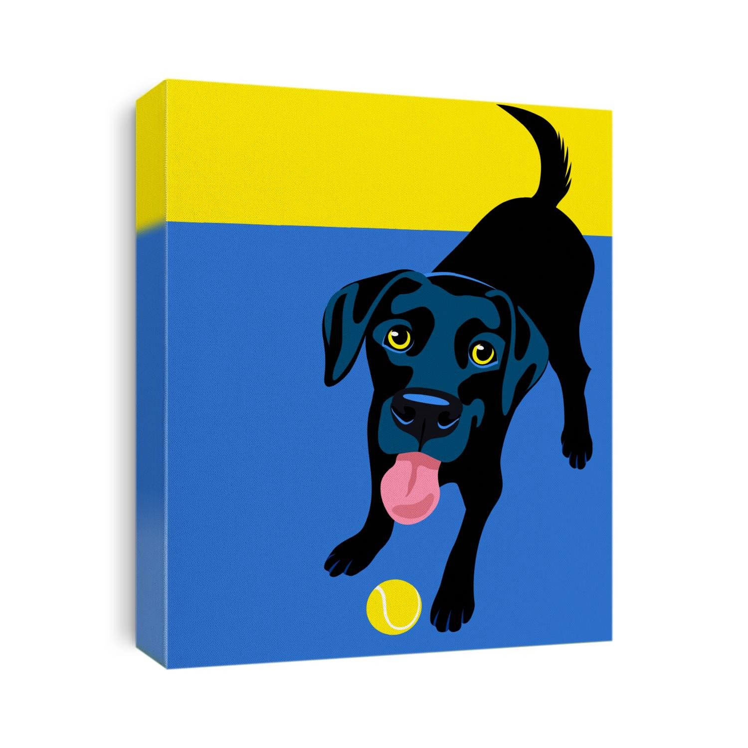 Illustration of a happy playful Black Labrador Retriever